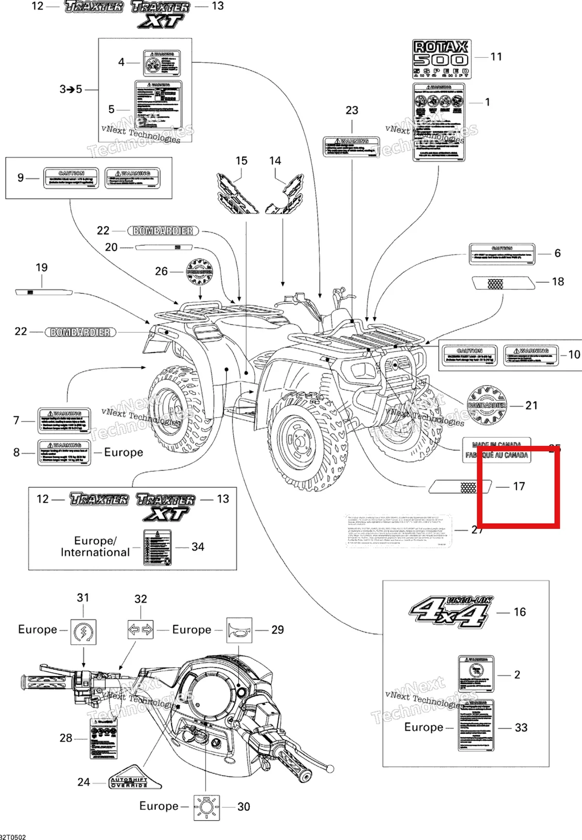 Деталь 705000026 на схеме узла 2005 Can-Am Traxter 5 Speed Decals