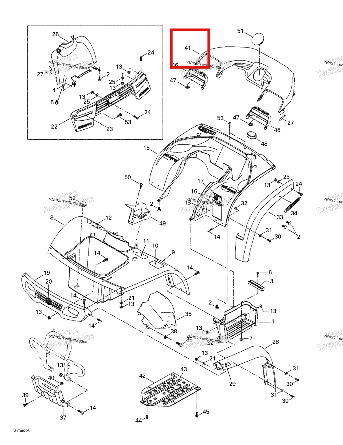 Деталь 705000192 на схеме узла 2002 Can-Am Traxter Autoshift Body And Accessories
