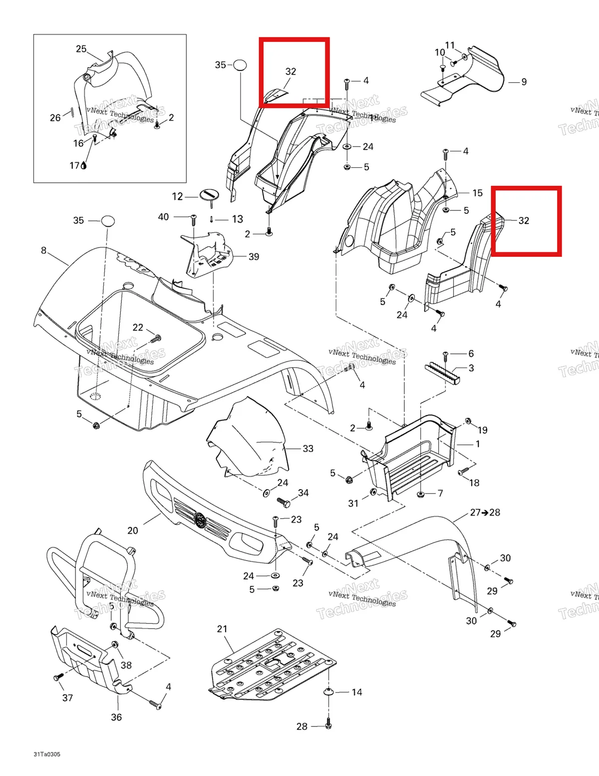 Деталь 705000224 на схеме узла 2003 Can-Am Traxter XL, 7565 Body And Accessories