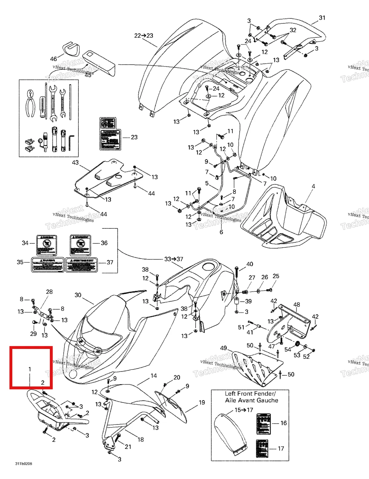 Деталь 705000387 на схеме узла 2002 Can-Am DS 650 Baja Frame And Body