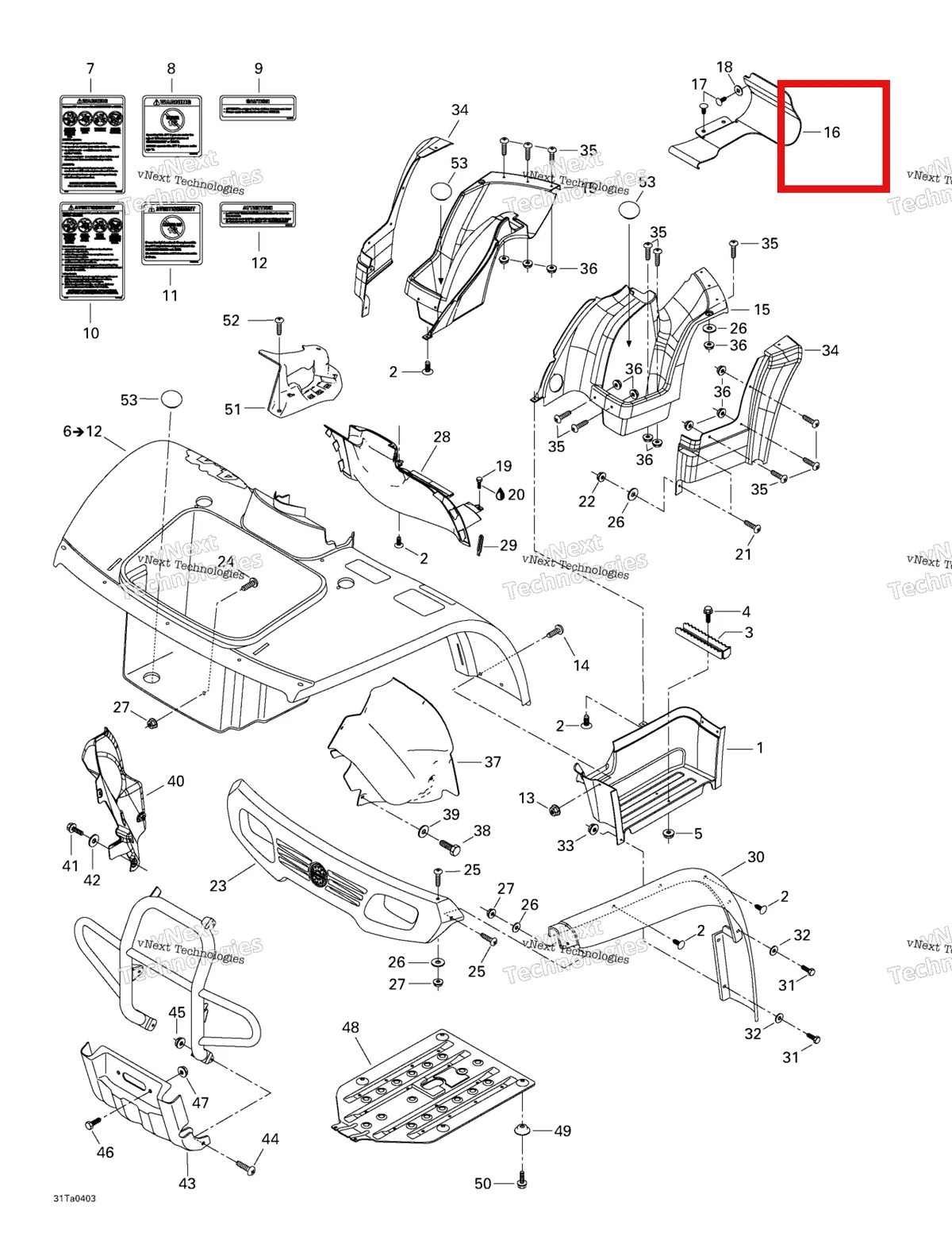 Деталь 705000413 на схеме узла 2004 Can-Am Traxter XL Body And Accessories