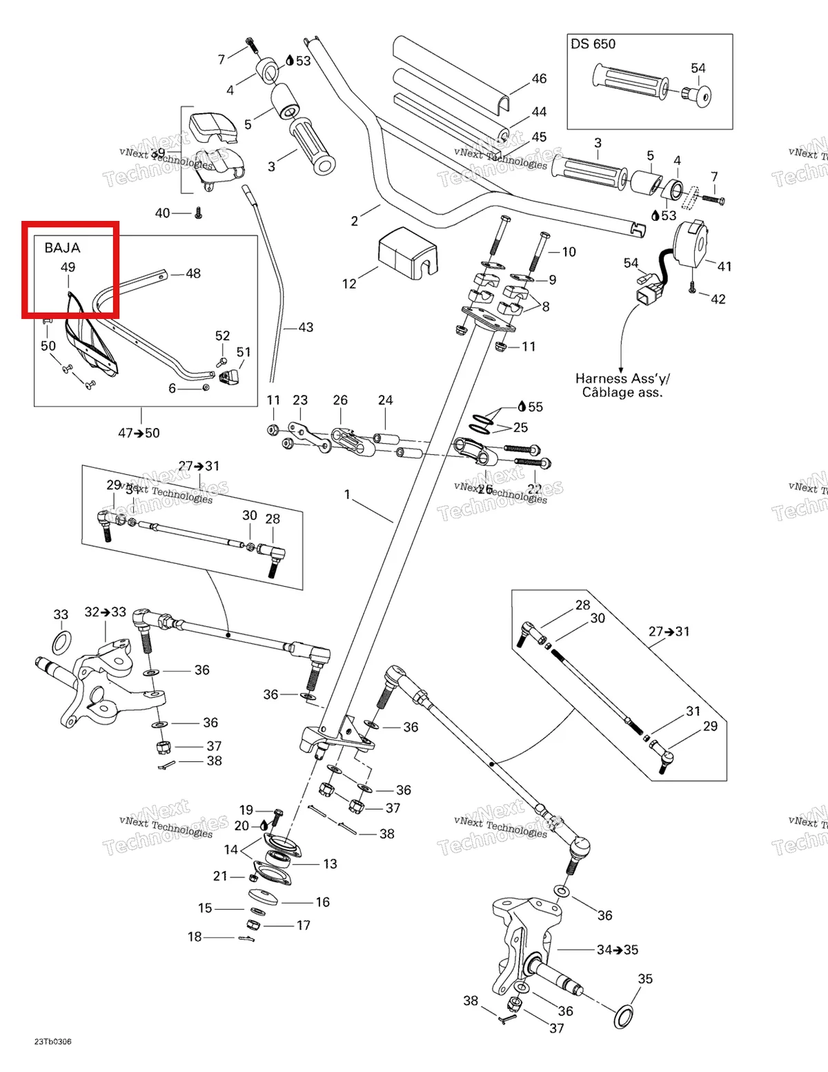 Деталь 705000461 на схеме узла 2003 Can-Am DS 650 Baja Steering System