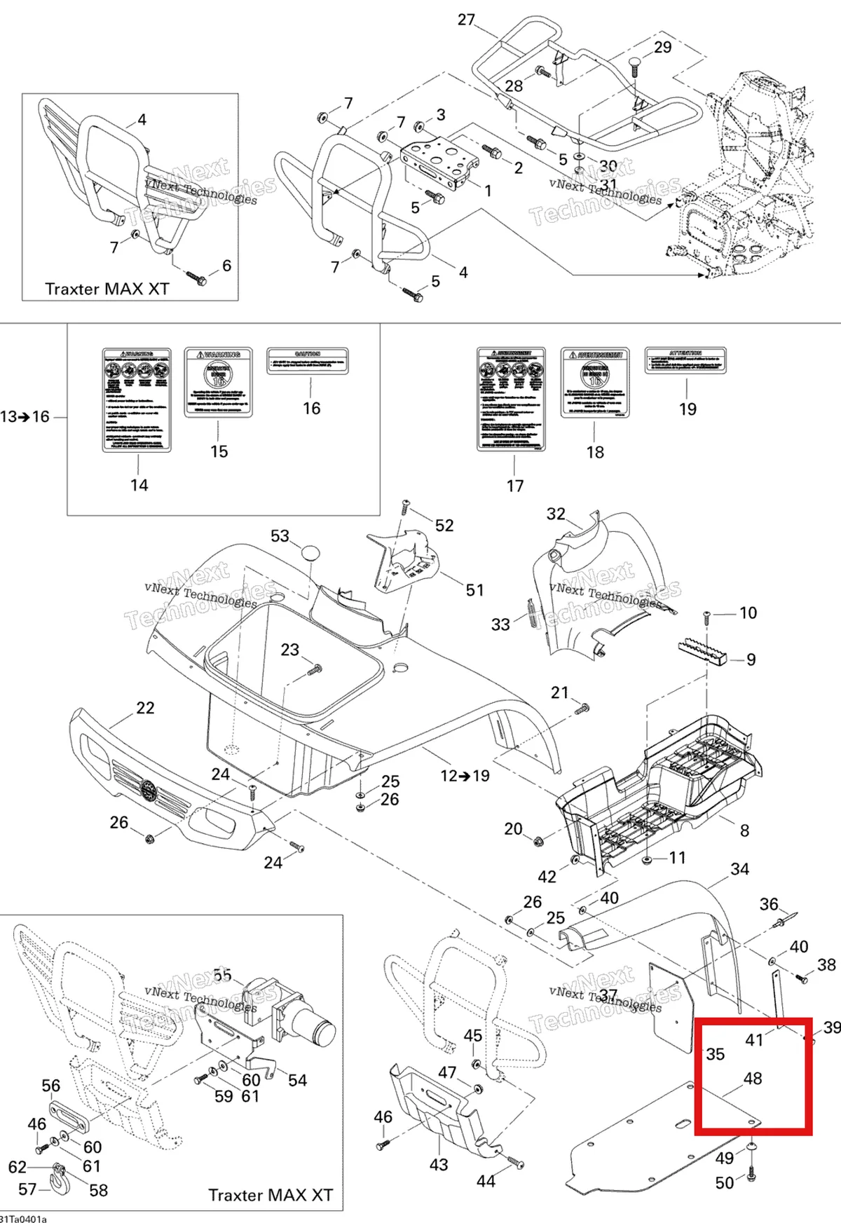 Деталь 705000675 на схеме узла 2004 Can-Am Traxter Max Std & Max XT Body And Accessories, Front View