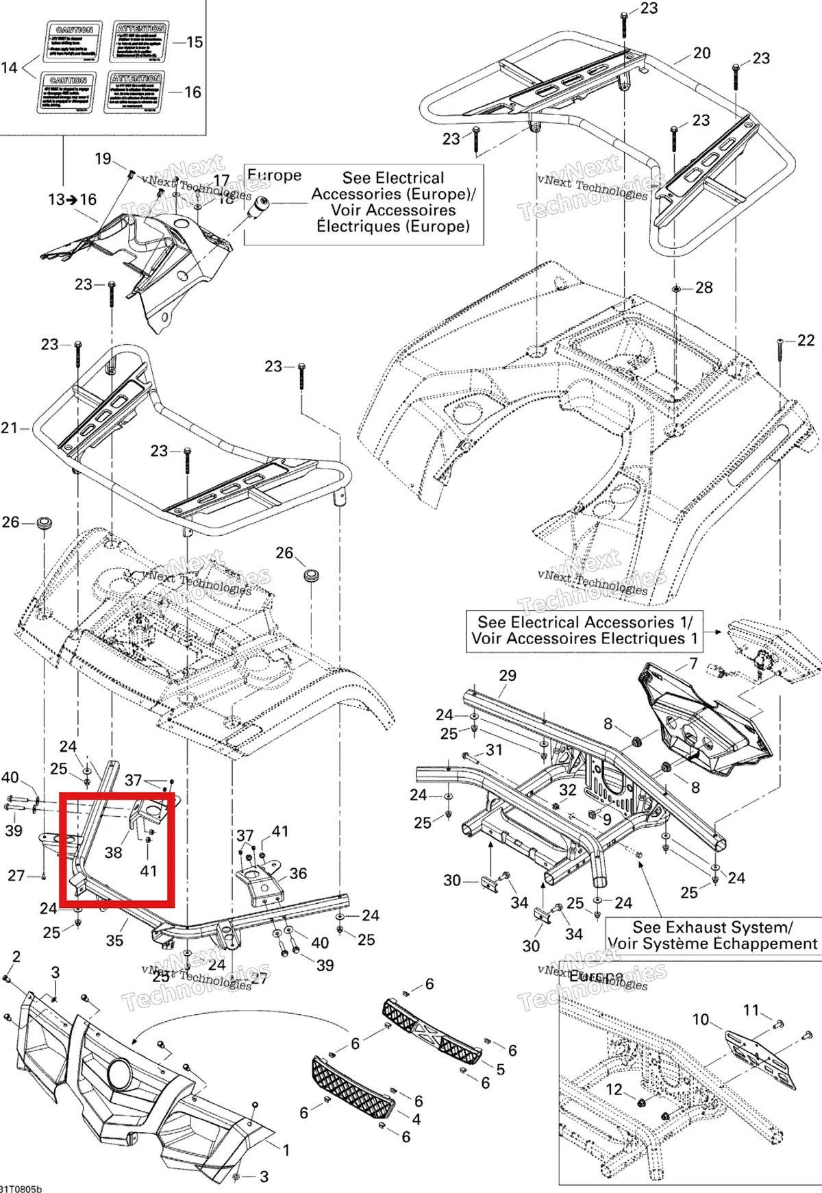 Деталь 705000693 (Правый анкер пластина Can-Am Outlander MAX 800 XT (2008) (705000693)) на схеме узла 2008 Can-Am Outlander 400 EFI STD Body And Accessories 2