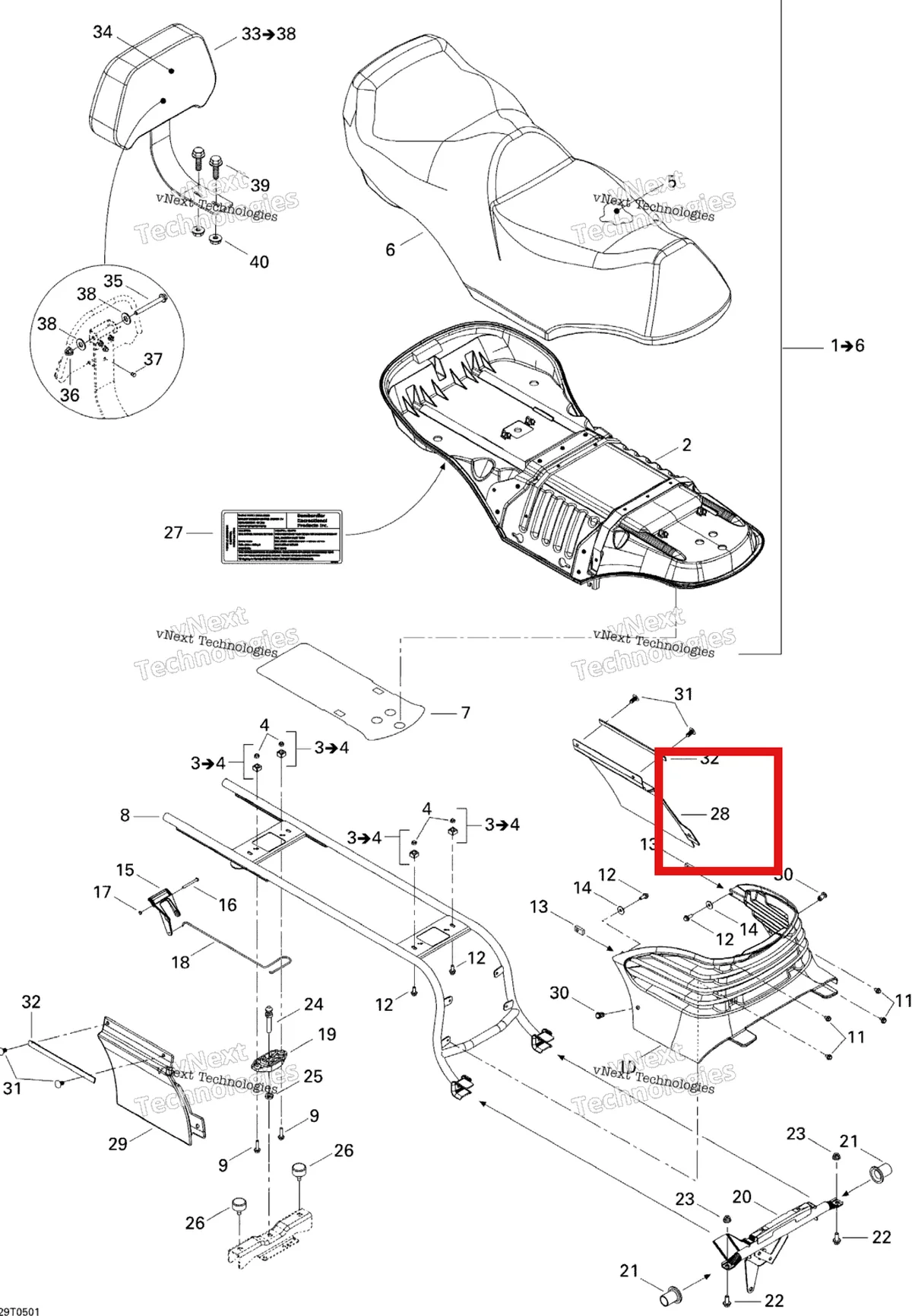 Деталь 705000694 на схеме узла 2005 Can-Am Traxter Max Std & Max XT Seat