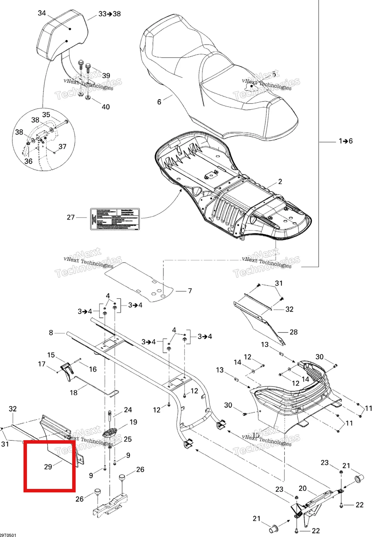 Деталь 705000695 на схеме узла 2005 Can-Am Traxter Max Std & Max XT Seat