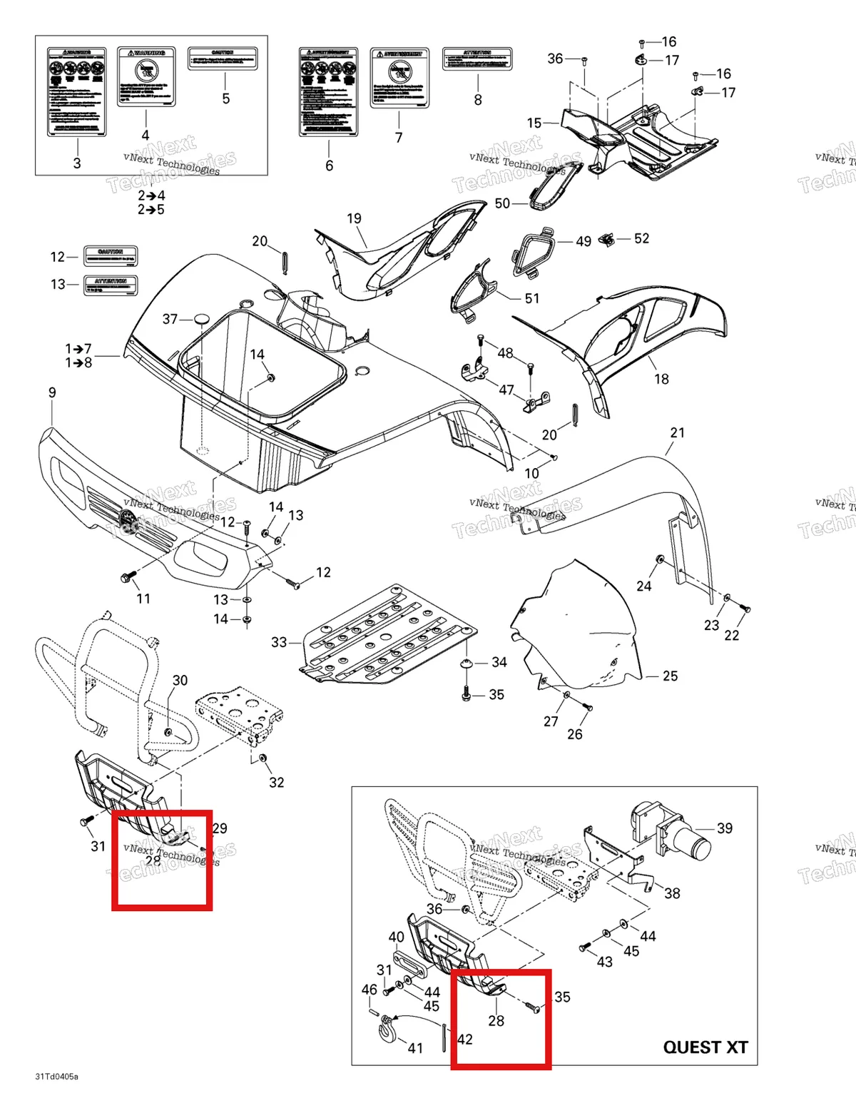 Деталь 705000713 на схеме узла 2004 Can-Am Quest STD Body And Accessories, Front View