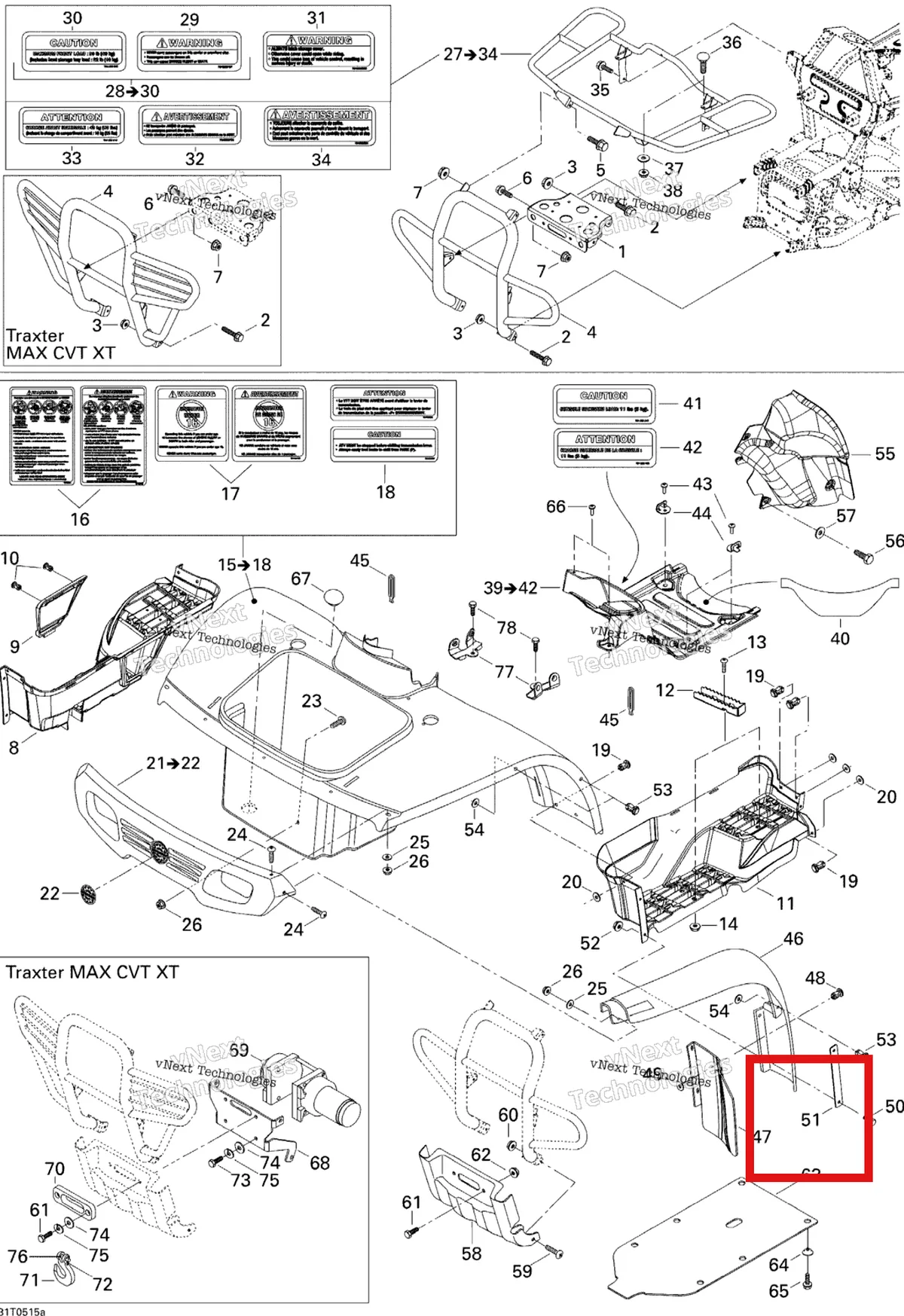 Деталь 705000754 на схеме узла 2005 Can-Am Traxter Max CVT 650 Body And Accessories, Front View