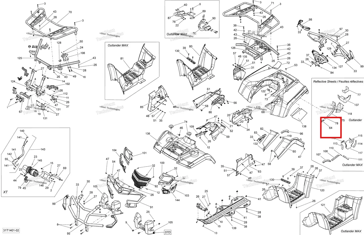 Деталь 705000809 на схеме узла 2014 Can-Am OUTLANDER 400 EFI, STD, XT Body And Accessories