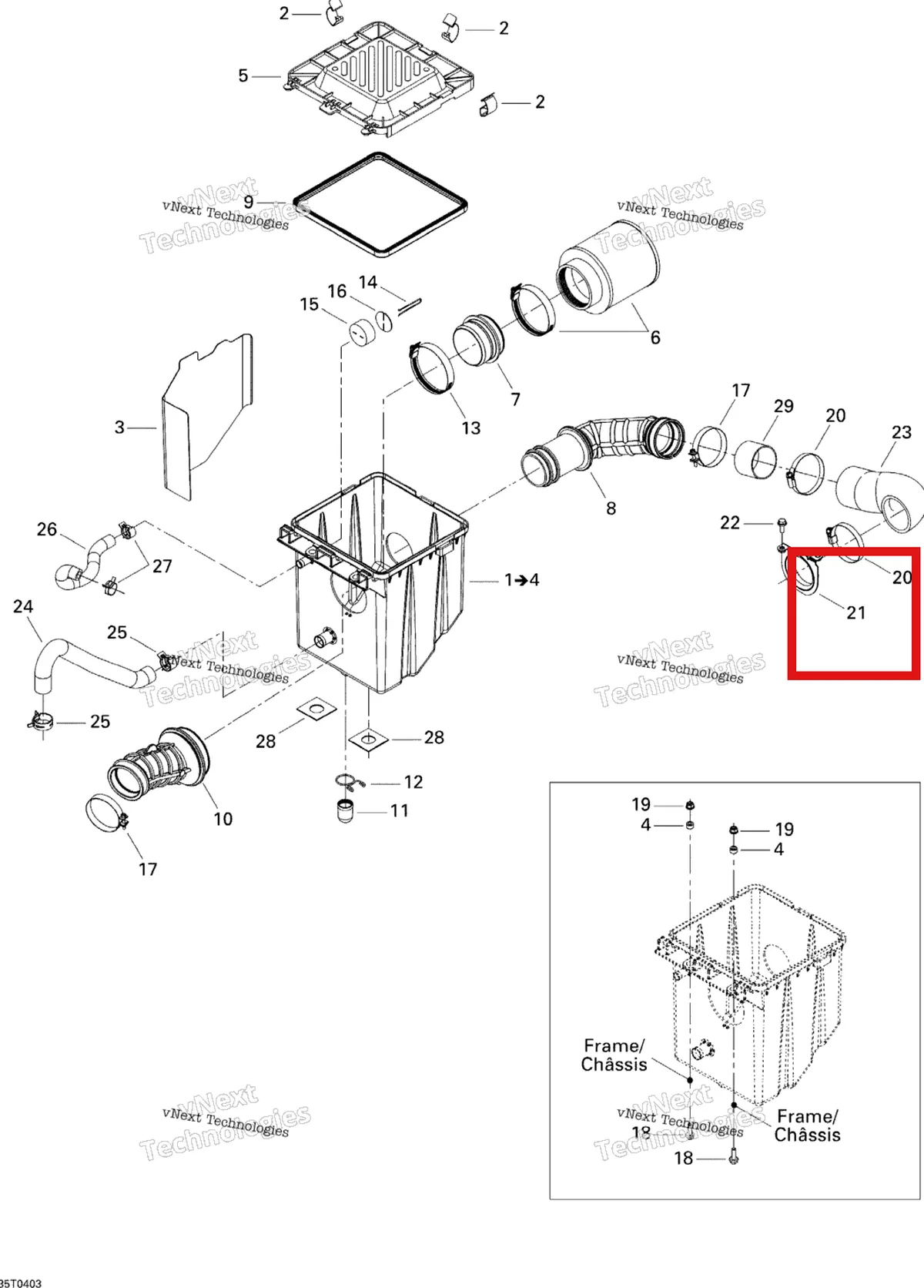 Деталь 705000810 на схеме узла 2005 Can-Am Traxter XL Air Intake