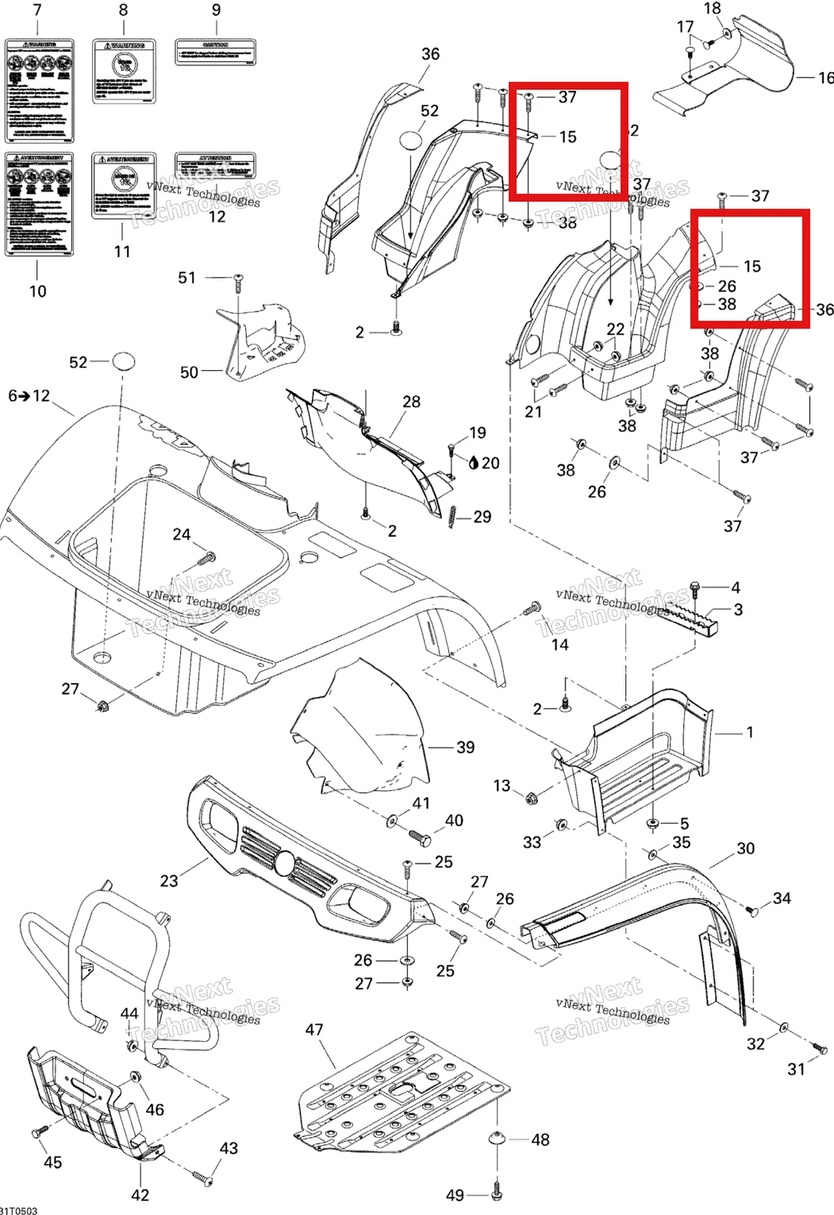 Деталь 705000843 на схеме узла 2005 Can-Am Traxter XL Body And Accessories