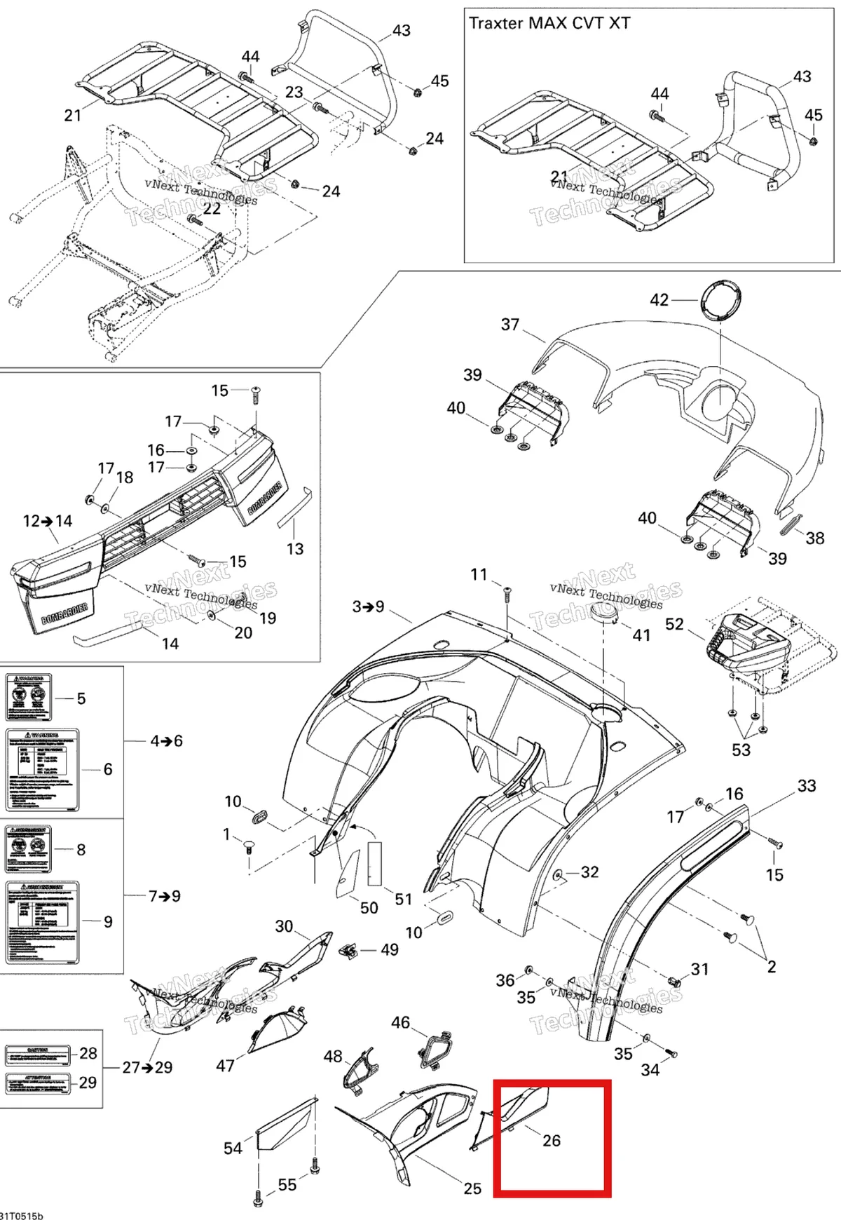 Деталь 705000943 на схеме узла 2005 Can-Am Traxter Max CVT 650 Body And Accessories, Rear View