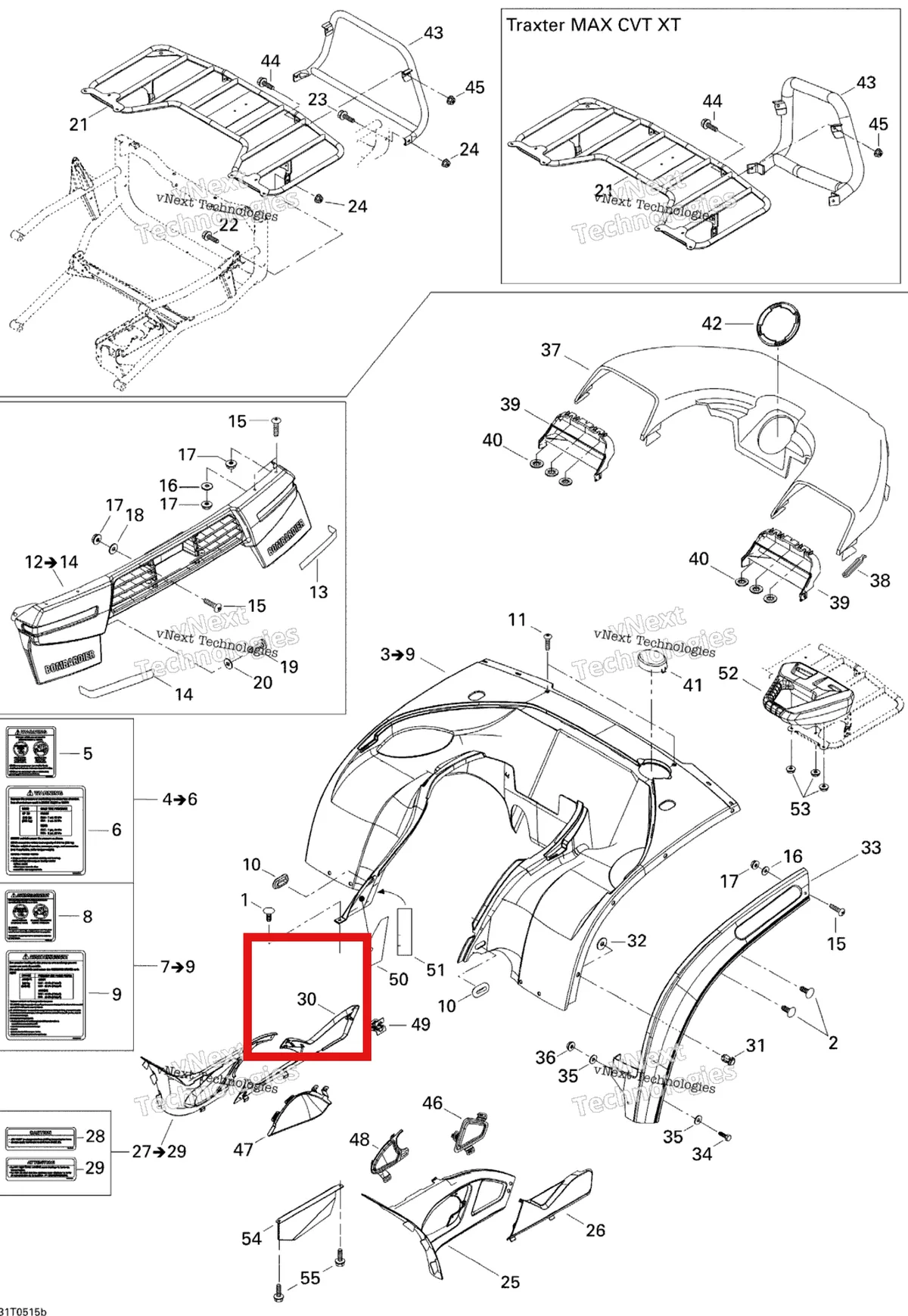 Деталь 705000946 на схеме узла 2005 Can-Am Traxter Max CVT 650 Body And Accessories, Rear View