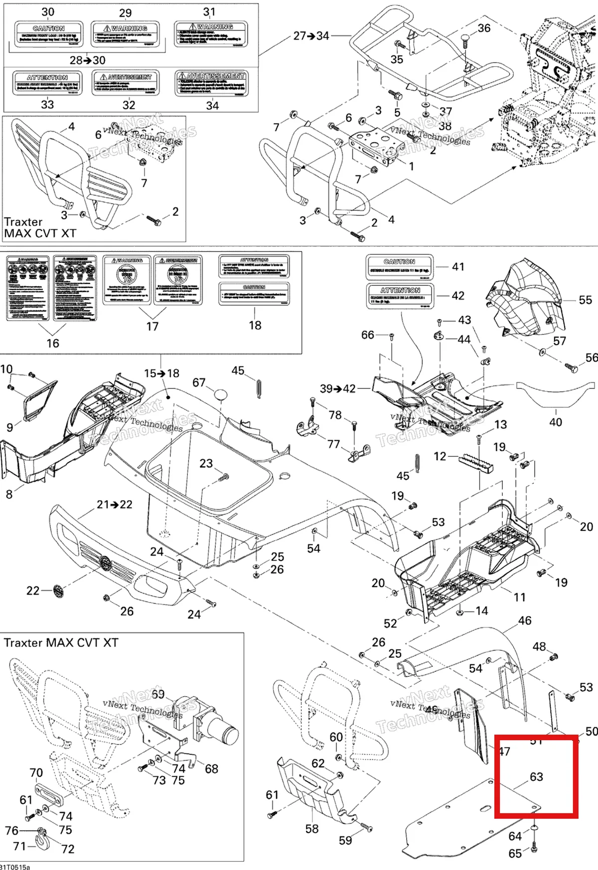 Деталь 705000949 на схеме узла 2005 Can-Am Traxter Max CVT 650 Body And Accessories, Front View