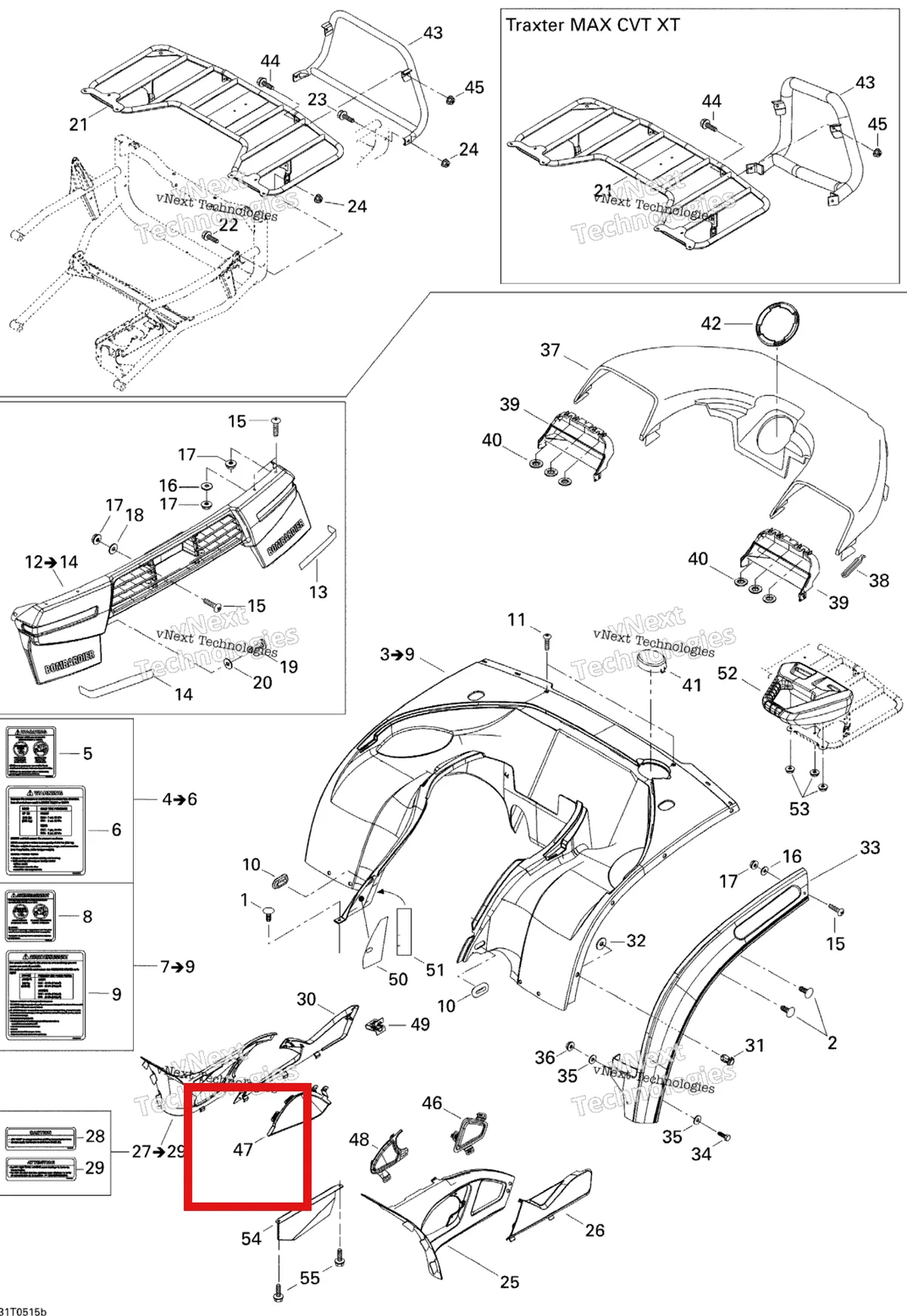Деталь 705000952 на схеме узла 2005 Can-Am Traxter Max CVT 650 Body And Accessories, Rear View