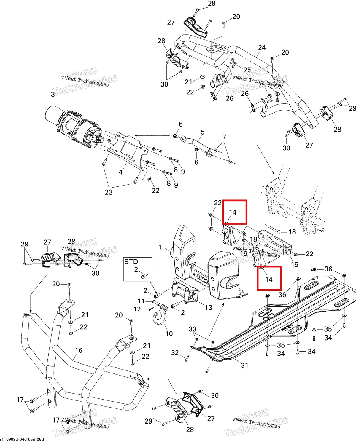 Деталь 705001058 (Бампер Anchoring Can-Am Outlander MAX 800 XT (2008) (705001058)) на схеме узла 2009 Can-Am Outlander 650 EFI XT Body And Accessories 4, Xt