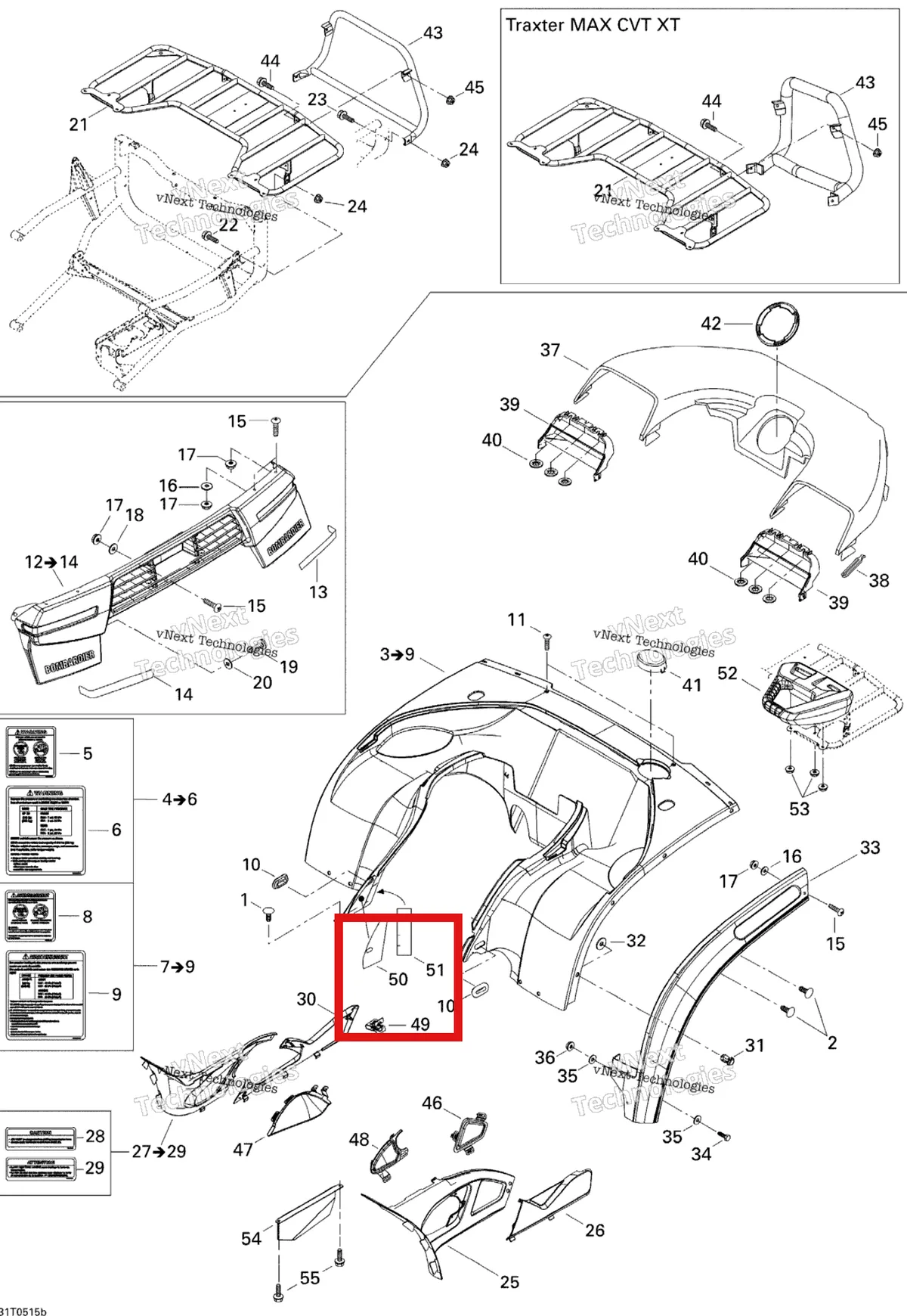 Деталь 705001297 на схеме узла 2005 Can-Am Traxter Max CVT 650 Body And Accessories, Rear View