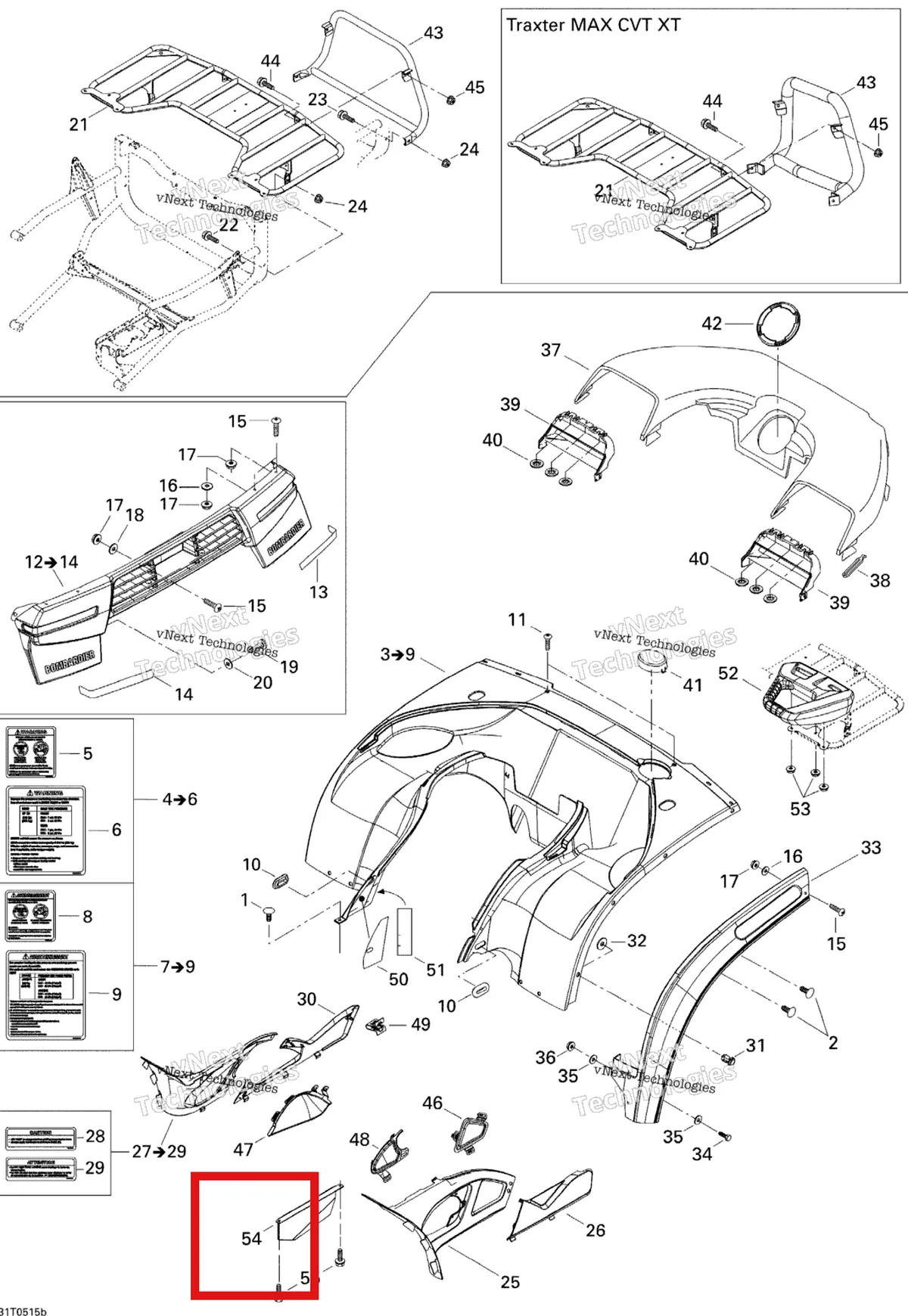 Деталь 705001317 на схеме узла 2005 Can-Am Traxter Max CVT 650 Body And Accessories, Rear View