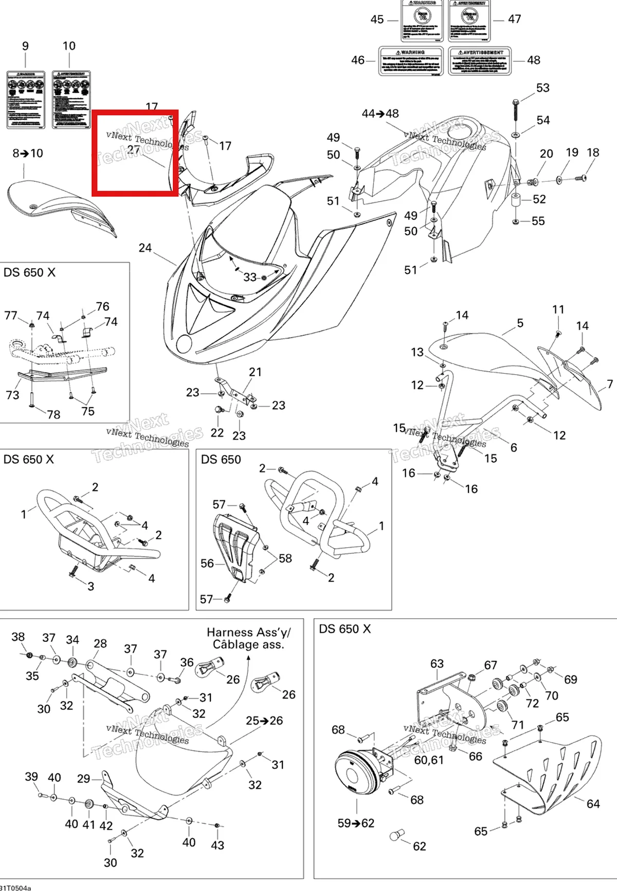 Деталь 705001329 на схеме узла 2005 Can-Am DS 650/DS 650 X Body And Accessories 1