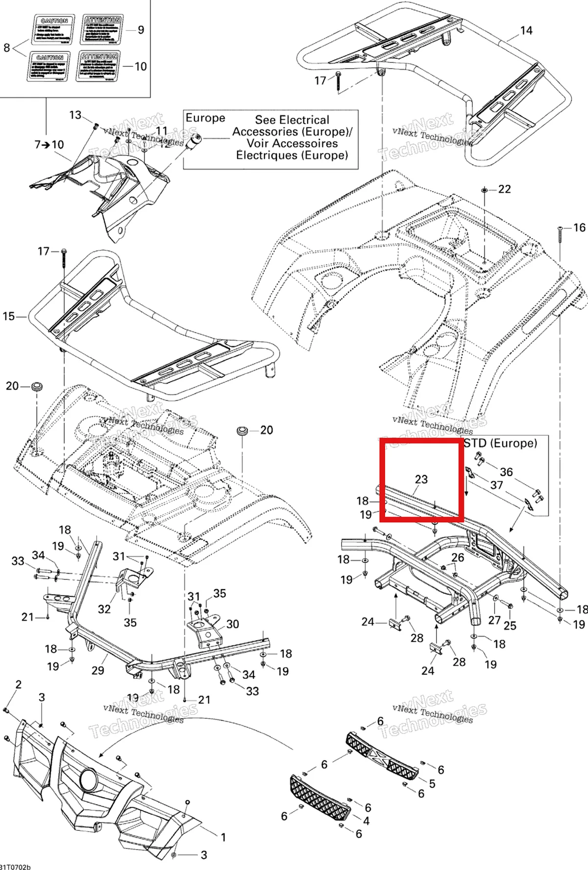 Деталь 705001459 на схеме узла 2007 Can-Am Outlander 400 STD 4 X 4 Body And Accessories 2, Std
