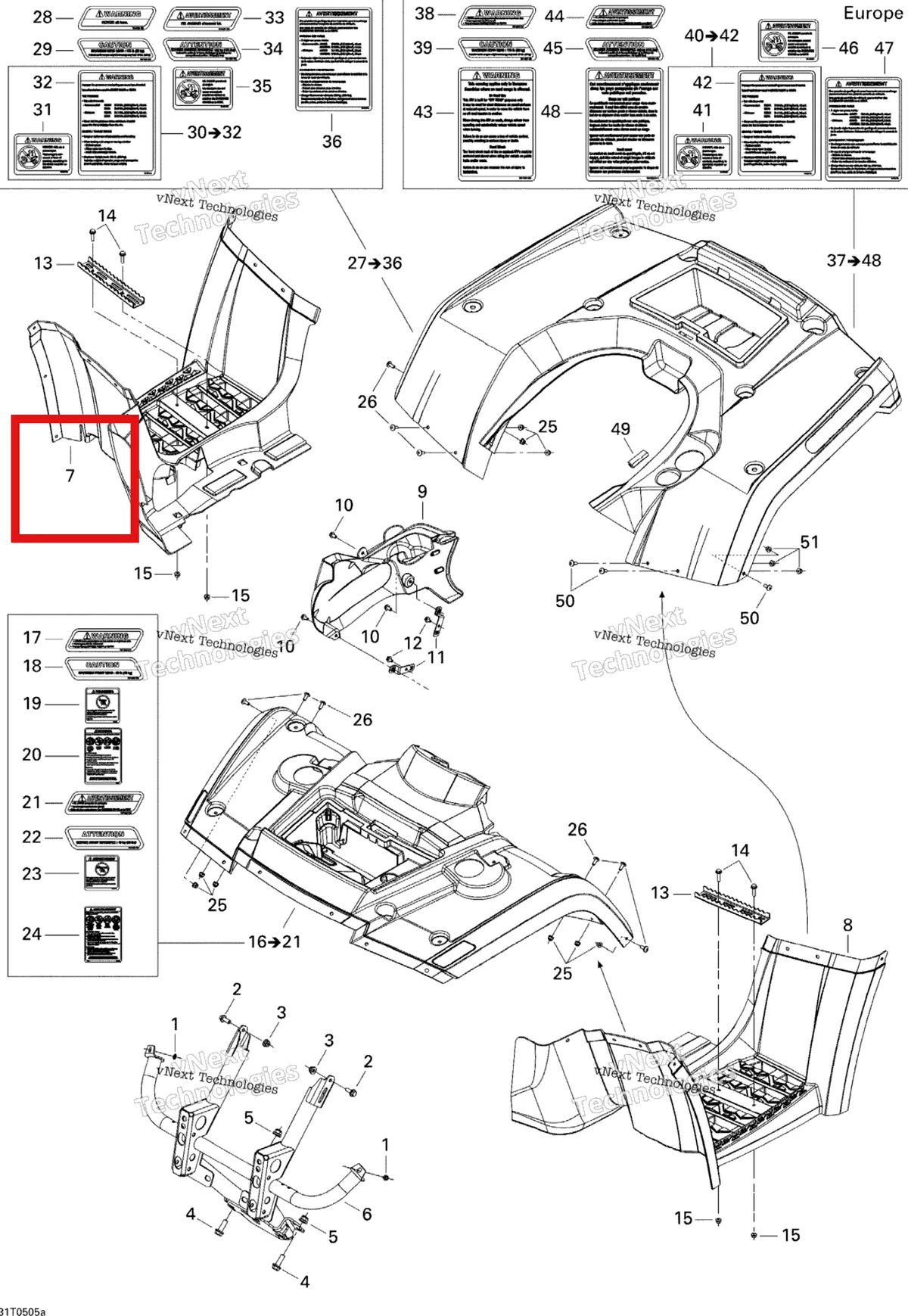 Деталь 705001510 на схеме узла 2005 Can-Am Outlander 330/400 STD 2 X 4 Body And Accessories 1
