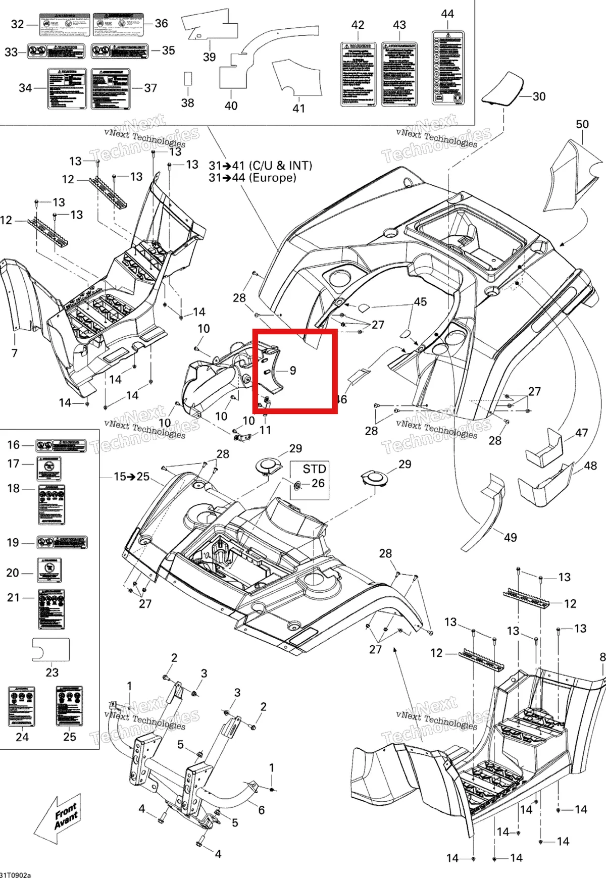 Деталь 705001518 (Двигатель крышка Can-Am Outlander 400 XT (2008) (705001518)) на схеме узла 2009 Can-Am Outlander Max 400 EFI Body And Accessories 1