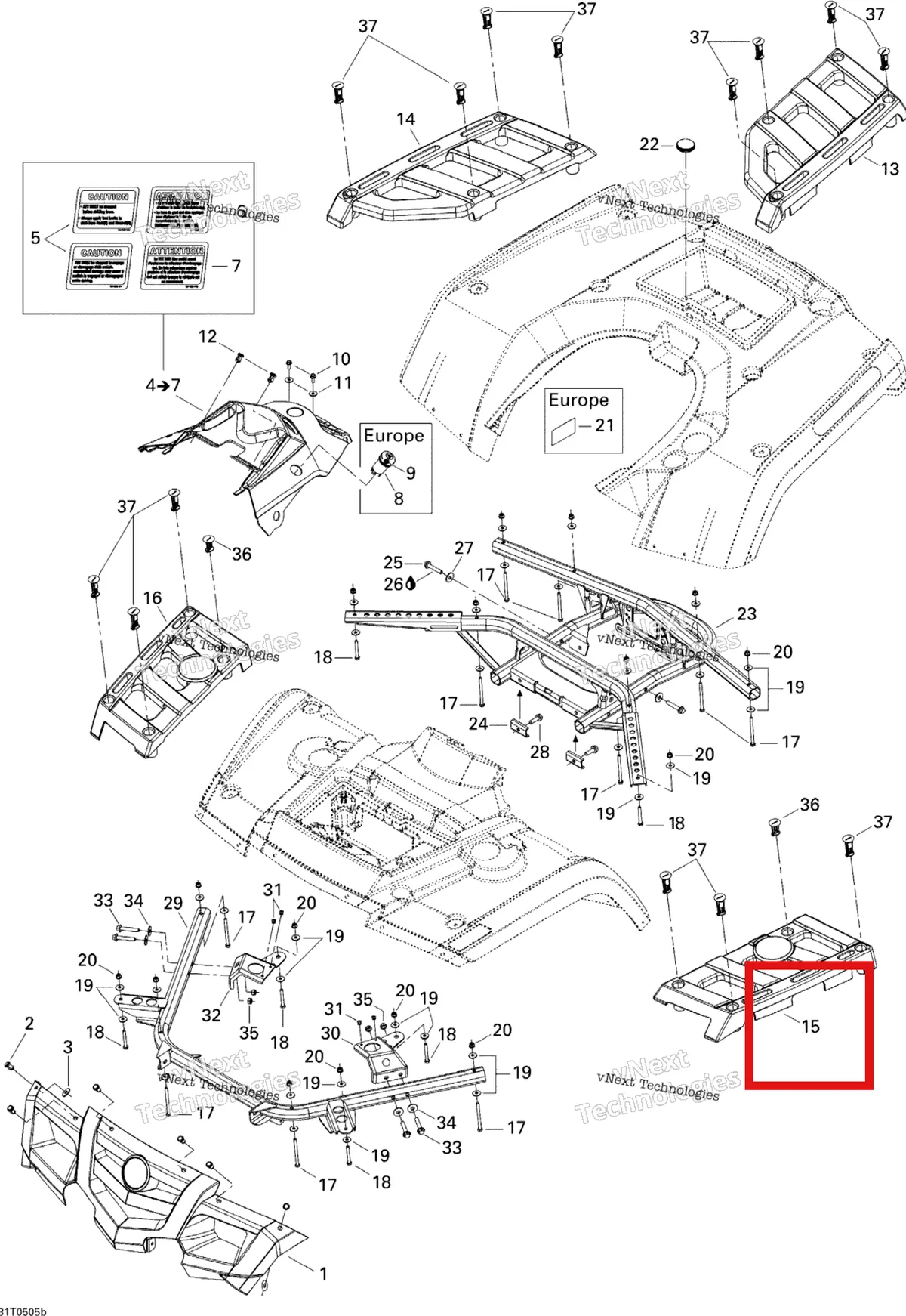 Деталь 705001527 на схеме узла 2005 Can-Am Outlander 330/400 STD 2 X 4 Body And Accessories 2