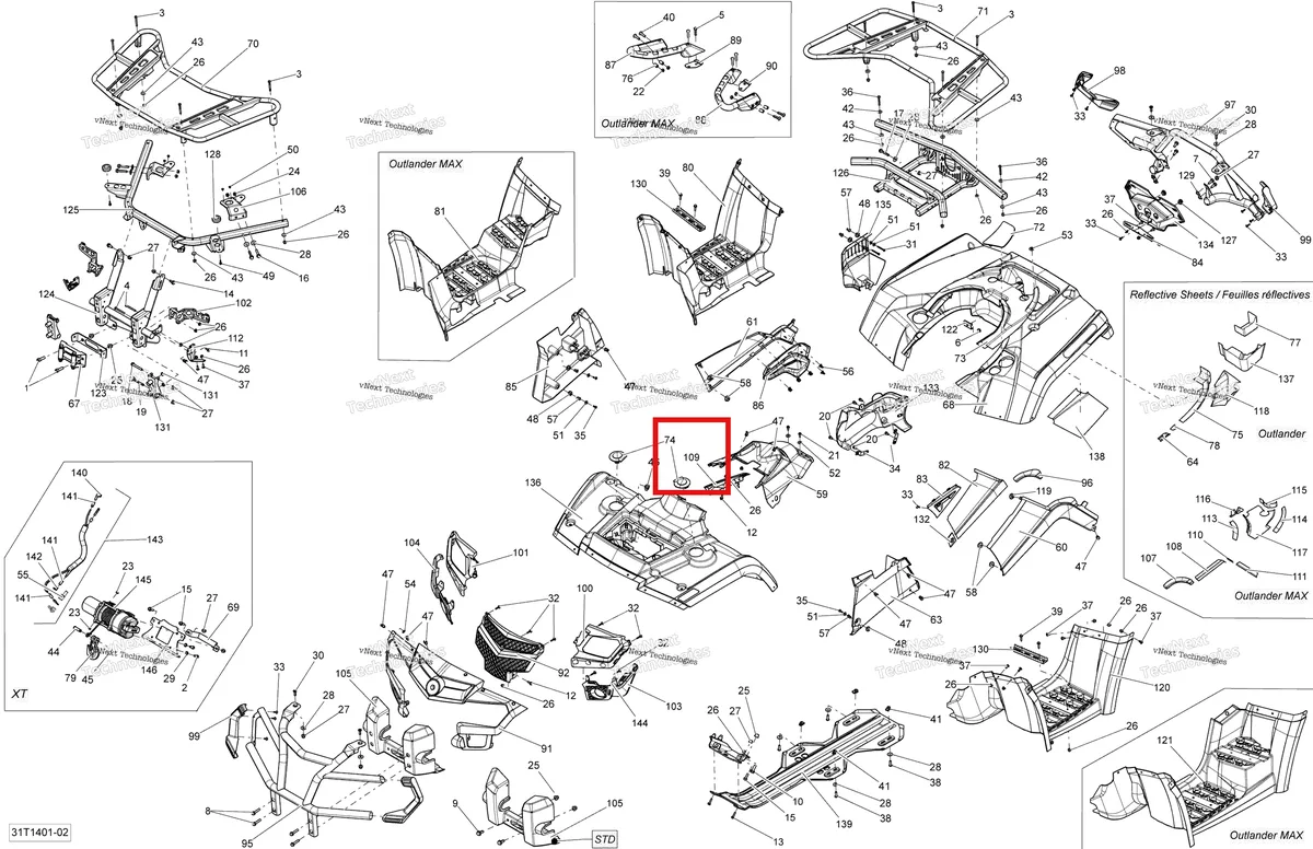 Деталь 705001529 на схеме узла 2014 Can-Am OUTLANDER 400 EFI, STD, XT Body And Accessories