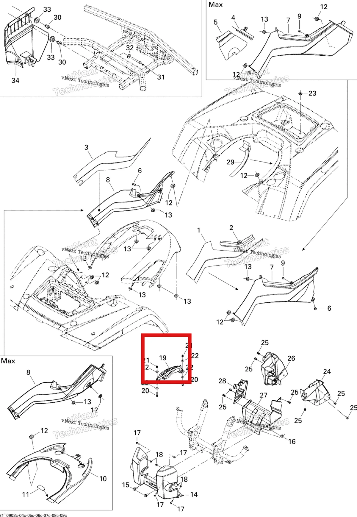 Деталь 705001532 на схеме узла 2009 Can-Am Outlander Max 800R EFI XT Body And Accessories 3, Xt