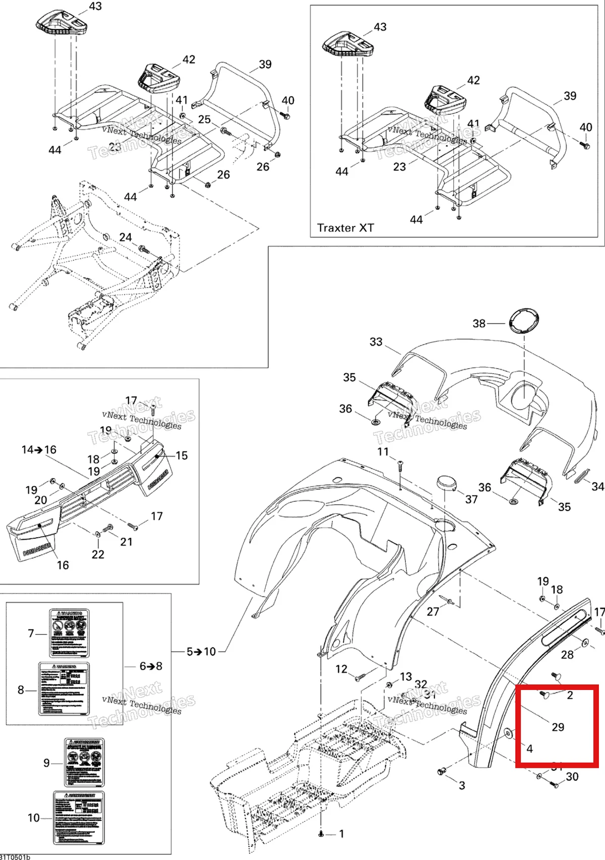 Деталь 705001593 на схеме узла 2005 Can-Am Traxter Max Std & Max XT Body And Accessories 2