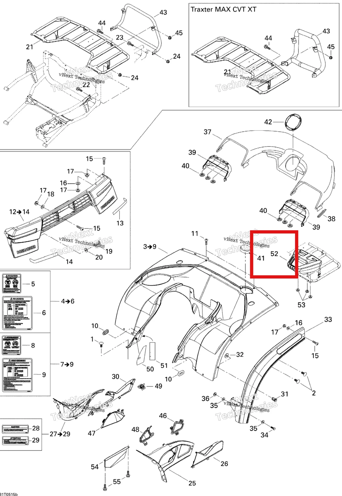 Деталь 705001762 на схеме узла 2005 Can-Am Traxter Max CVT 650 Body And Accessories, Rear View
