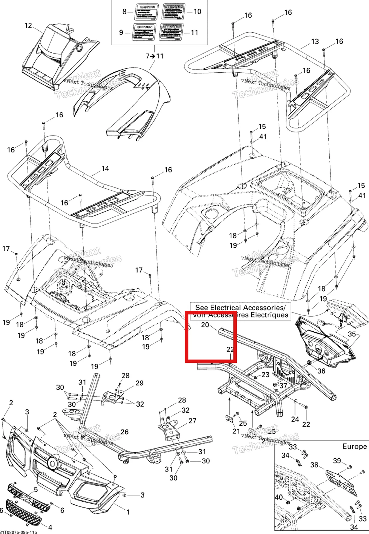 Деталь 705001769 (Передний багажник Can-Am Outlander MAX 800 XT (2008) (705001769)) на схеме узла 2008 Can-Am Outlander 500 STD Body And Accessories 2