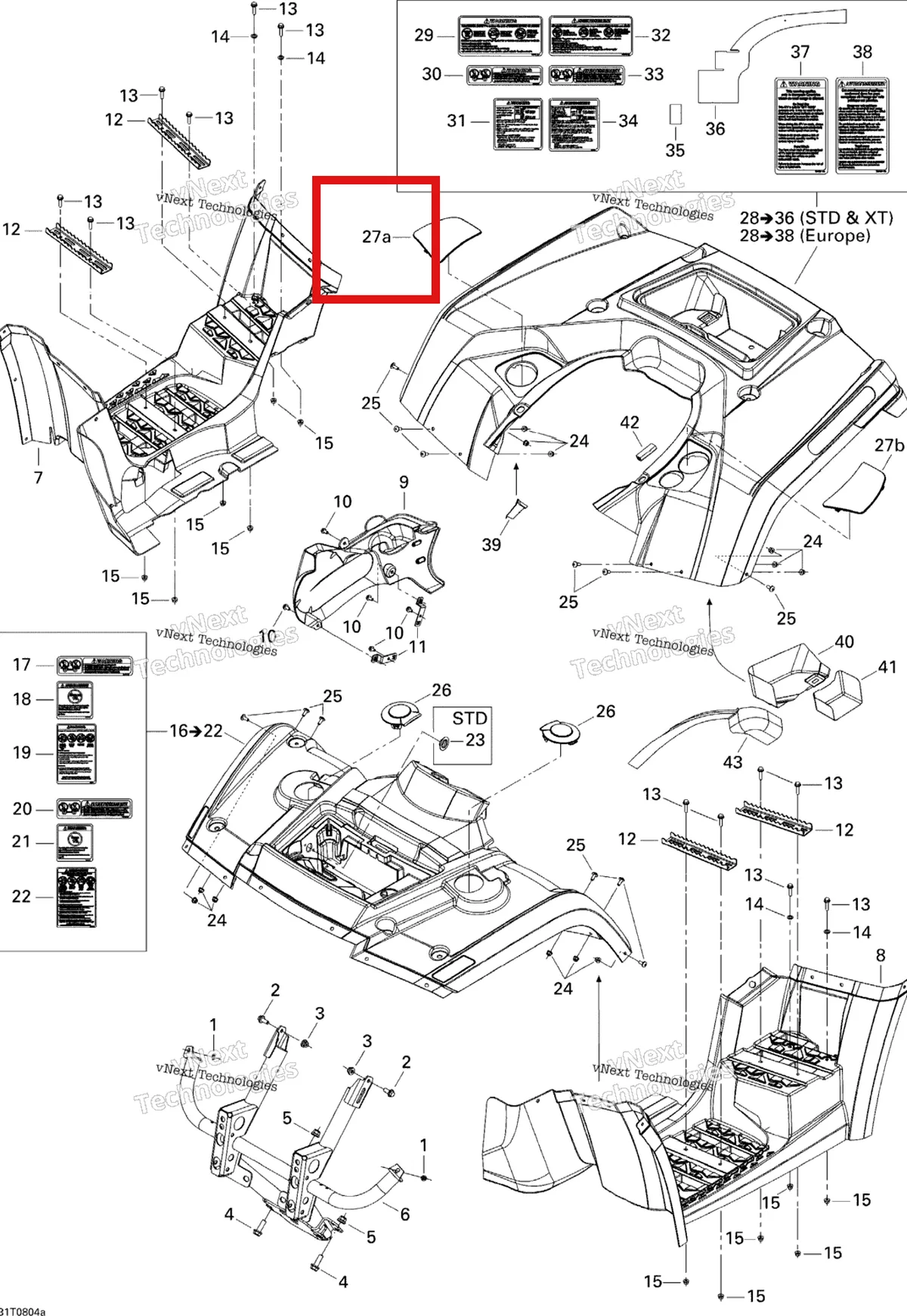 Деталь 705001900 на схеме узла 2008 Can-Am Outlander MAX 400 STD Body And Accessories 1, Std
