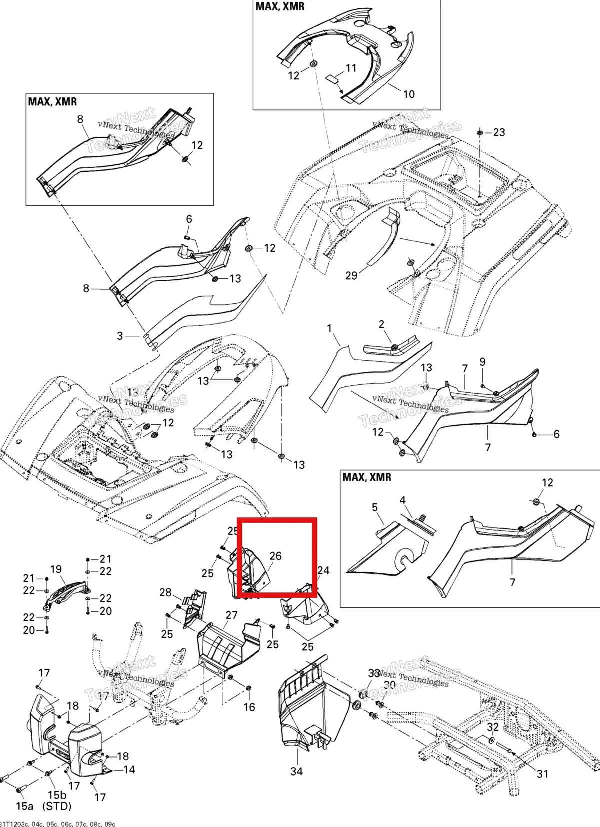 Деталь 705002124 на схеме узла 2012 Can-Am Outlander MAX 650EFI STD, XT & XT-P Body And Accessories 3