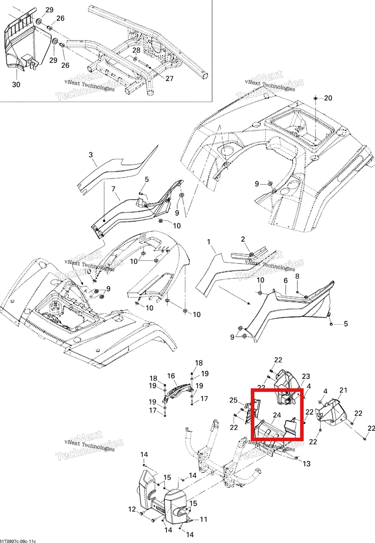 Деталь 705002134 (Левый дефлектор Can-Am Outlander MAX 800 XT (2008) (705002134)) на схеме узла 2008 Can-Am Outlander 800 STD Body And Accessories 3, Std