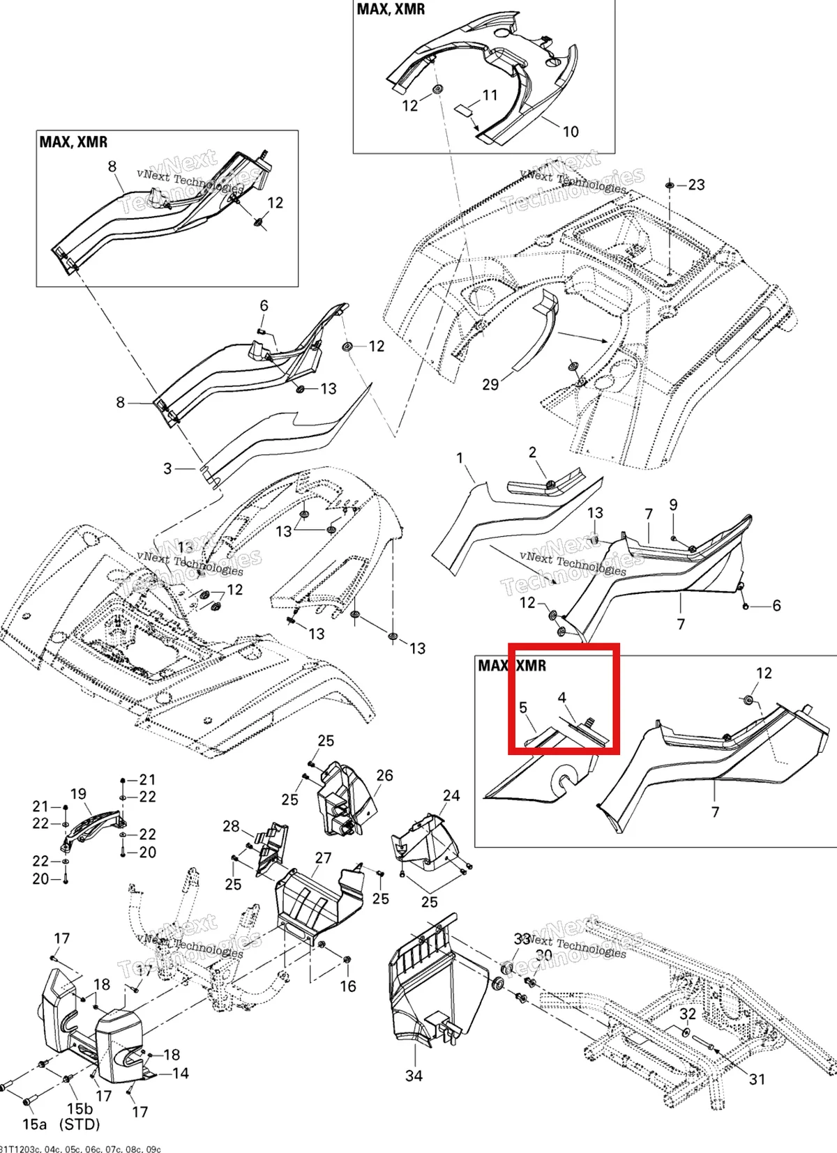 Деталь 705002183 на схеме узла 2012 Can-Am Outlander MAX 650EFI STD, XT & XT-P Body And Accessories 3