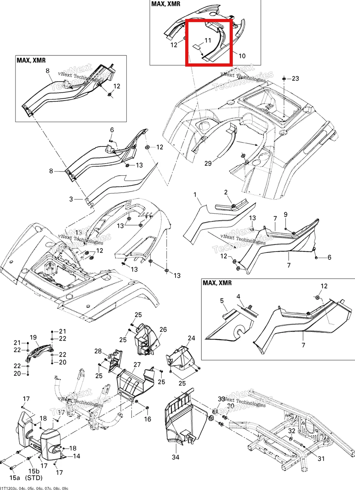Деталь 705002185 на схеме узла 2012 Can-Am Outlander MAX 650EFI STD, XT & XT-P Body And Accessories 3