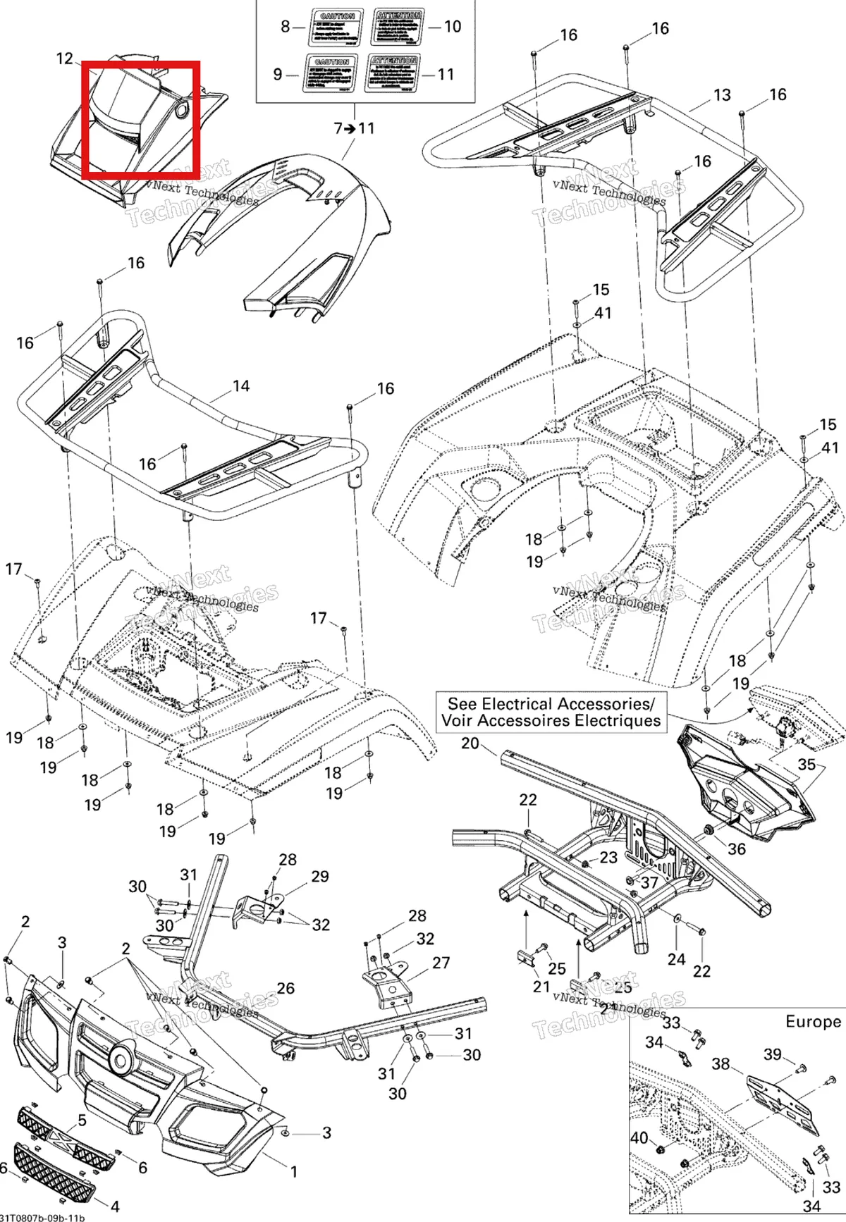 Деталь 705002210 (Приборная панель Europe Can-Am Outlander MAX 800 XT (2008) (705002210)) на схеме узла 2008 Can-Am Outlander 500 STD Body And Accessories 2