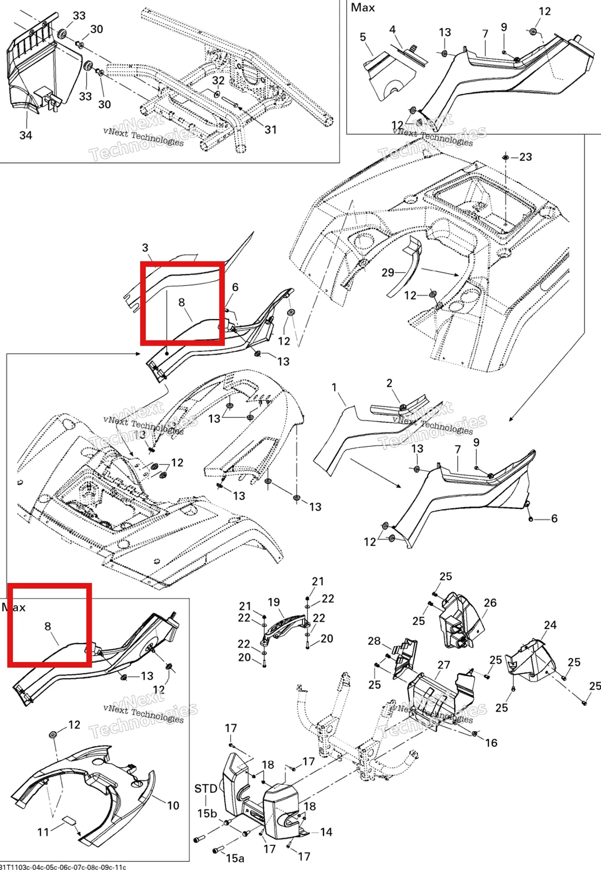 Деталь 705002319 на схеме узла 2011 Can-Am Outlander Max 800R EFI Body And Accessories 3