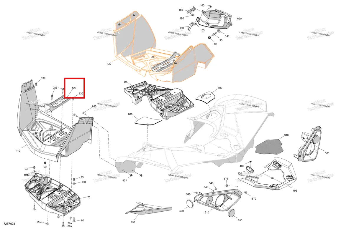 Деталь 705002326 на схеме узла 2026 Can-Am RENEGADE - 4X4 - XXC - 1000R EFI - 5VTB - Catalyst Gray Body - Rear Section