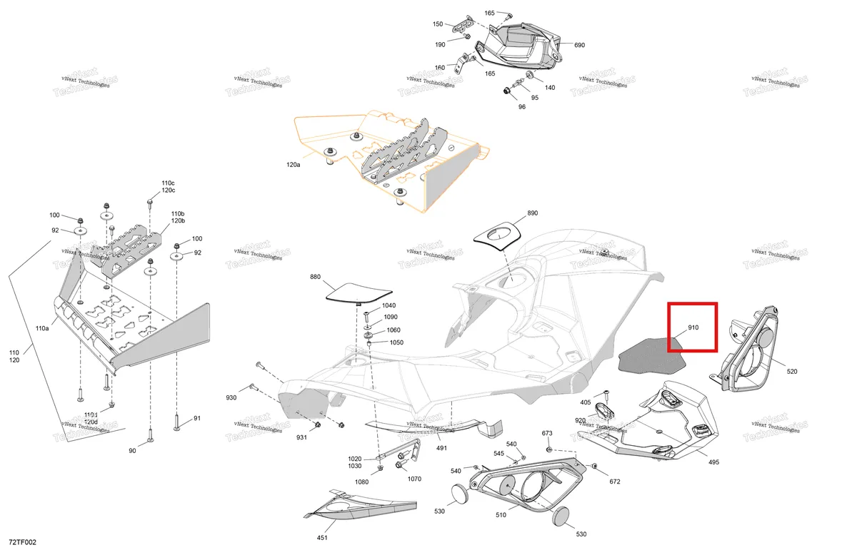 Деталь 705002343 на схеме узла 2026 Can-Am RENEGADE - 4X4 - XMR - 1000R EFI - 5UTA - Hyper Silver Body - Rear Section