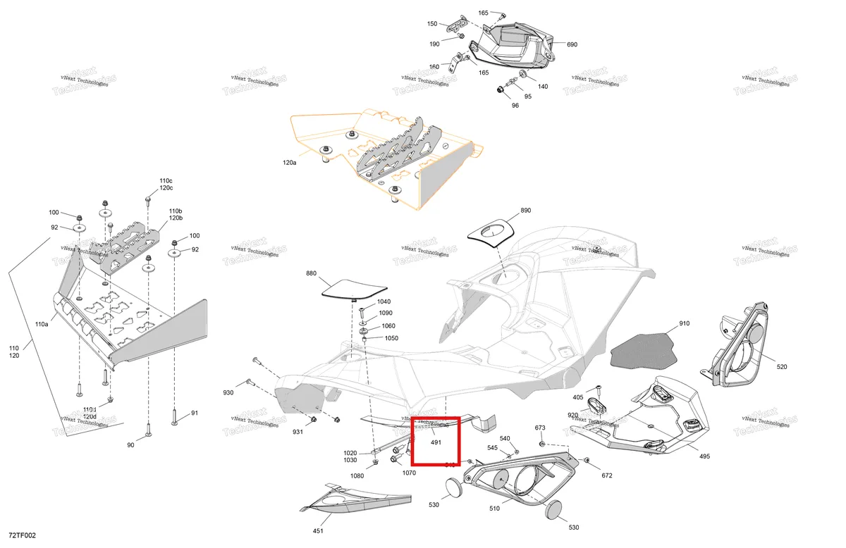 Деталь 705002451 на схеме узла 2026 Can-Am RENEGADE - 4X4 - XMR - 1000R EFI - 5UTA - Hyper Silver Body - Rear Section