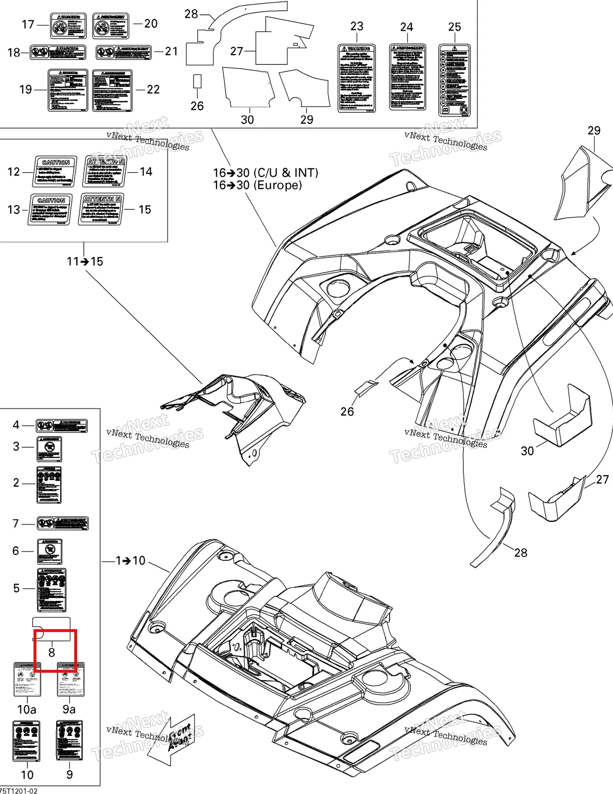 Деталь 705002492 на схеме узла 2013 Can-Am OUTLANDER MAX STD, XT, 400 EFI Fender And Central Panel Kit