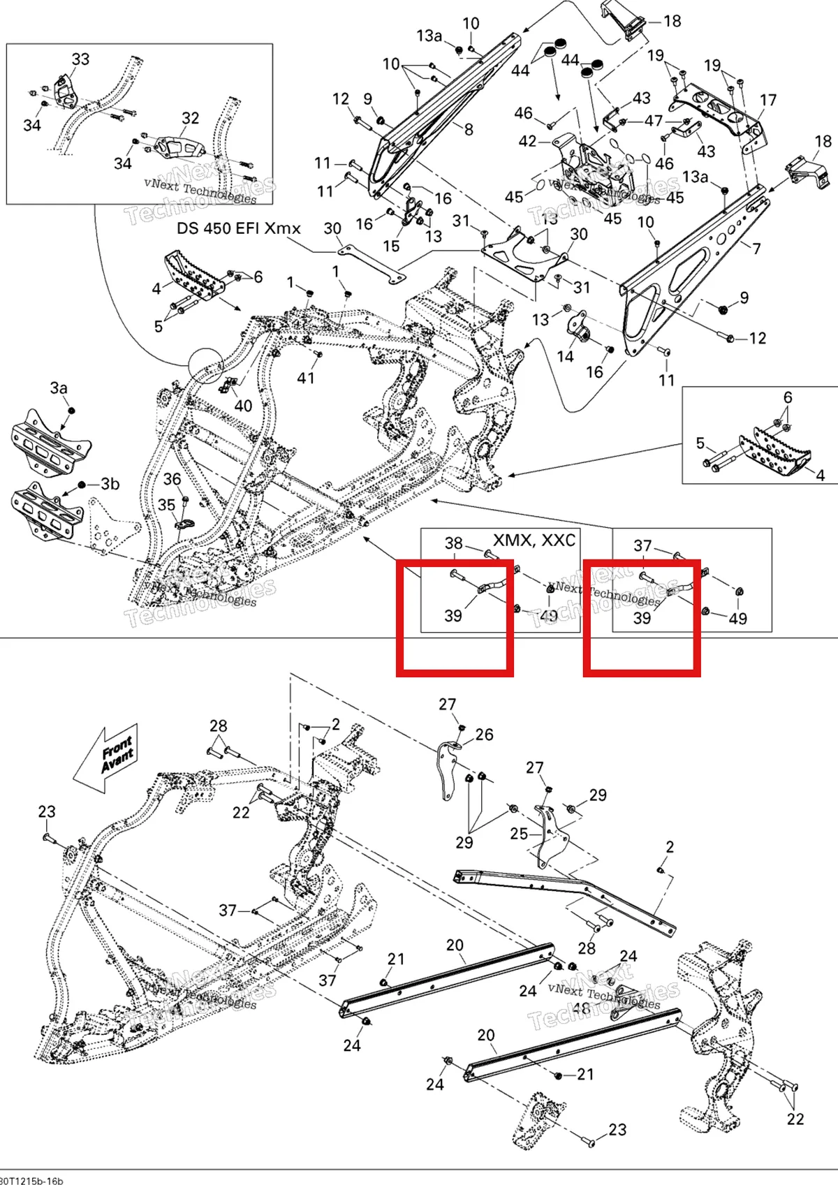 Деталь 705002639 на схеме узла 2015 Can-Am DS 450EFI XXC, XMX Frame, System 2