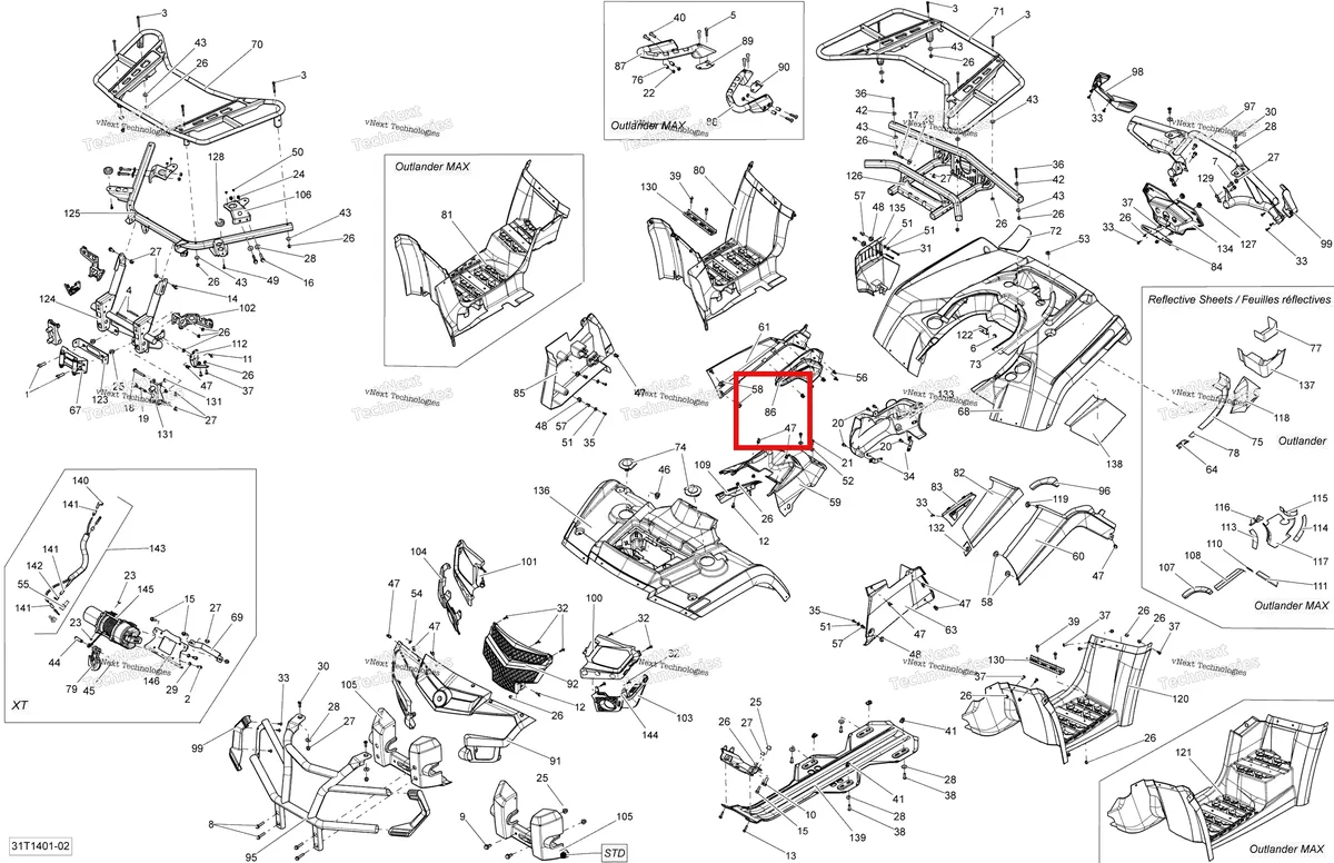 Деталь 705002664 на схеме узла 2014 Can-Am OUTLANDER 400 EFI, STD, XT Body And Accessories