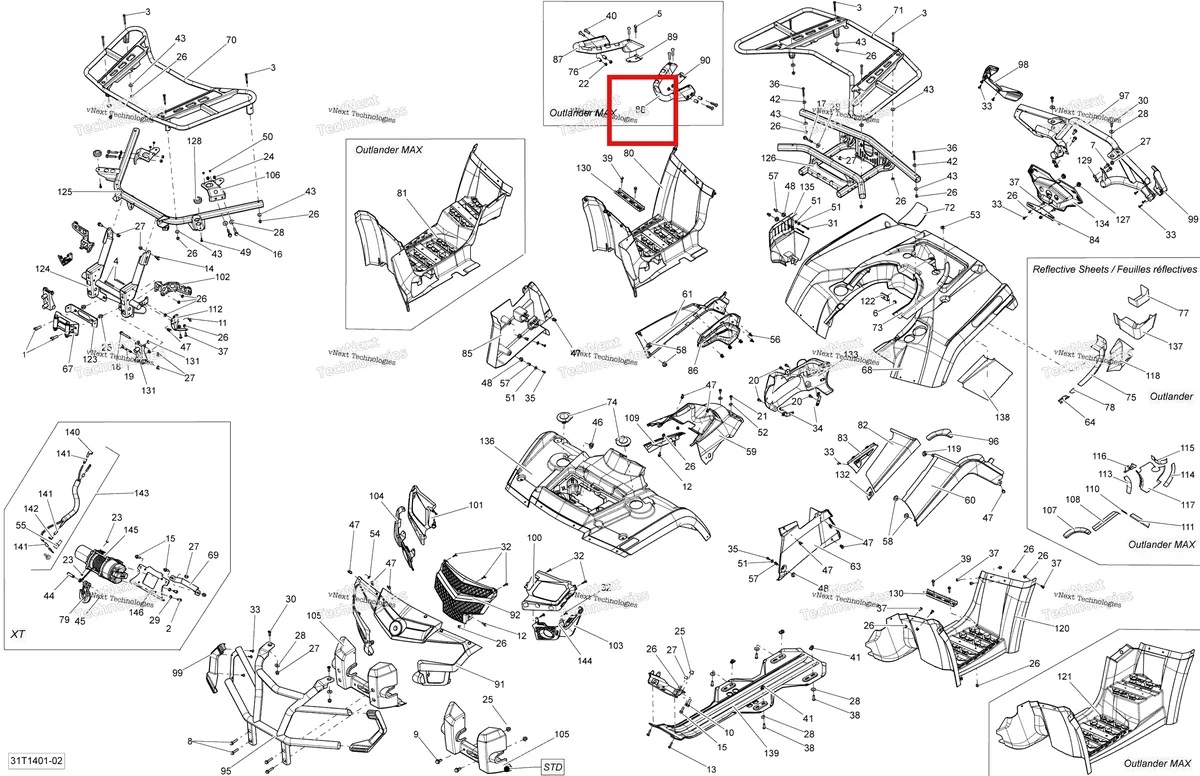 Деталь 705002700 на схеме узла 2014 Can-Am OUTLANDER MAX 400 EFI, STD, XT Body And Accessories