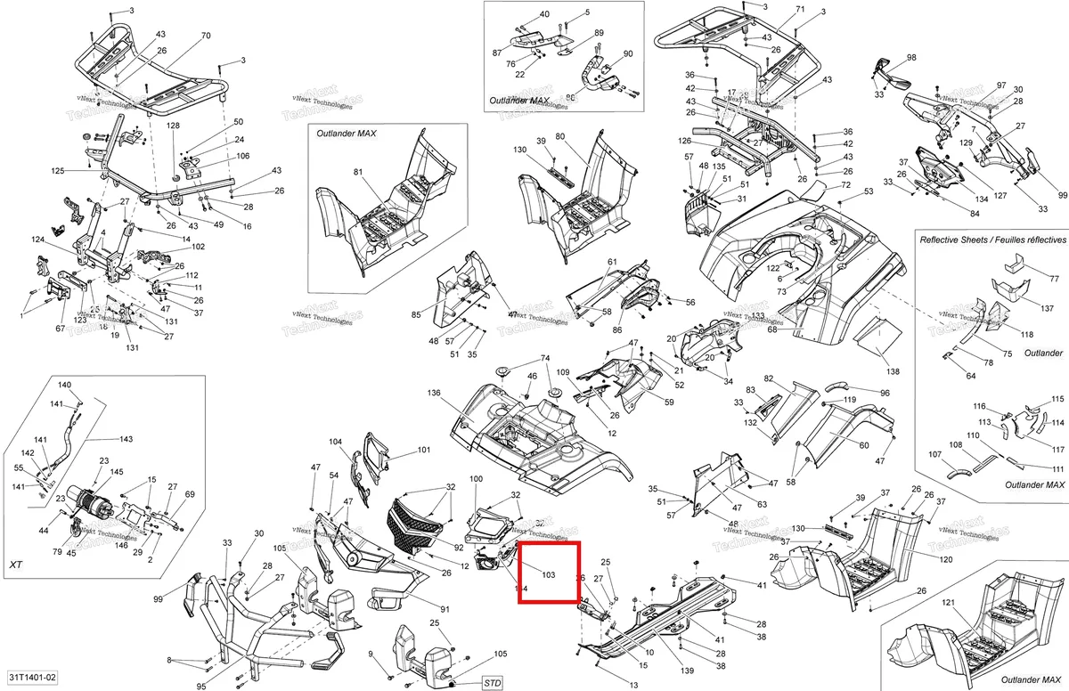 Деталь 705002780 на схеме узла 2014 Can-Am OUTLANDER 400 EFI, STD, XT Body And Accessories