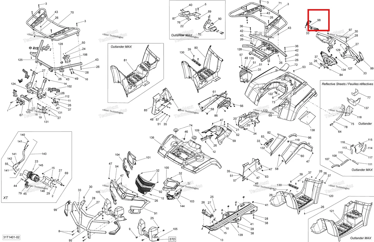 Деталь 705002802 на схеме узла 2014 Can-Am OUTLANDER 400 EFI, STD, XT Body And Accessories