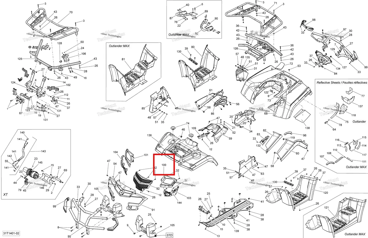 Деталь 705002825 на схеме узла 2014 Can-Am OUTLANDER 400 EFI, STD, XT Body And Accessories