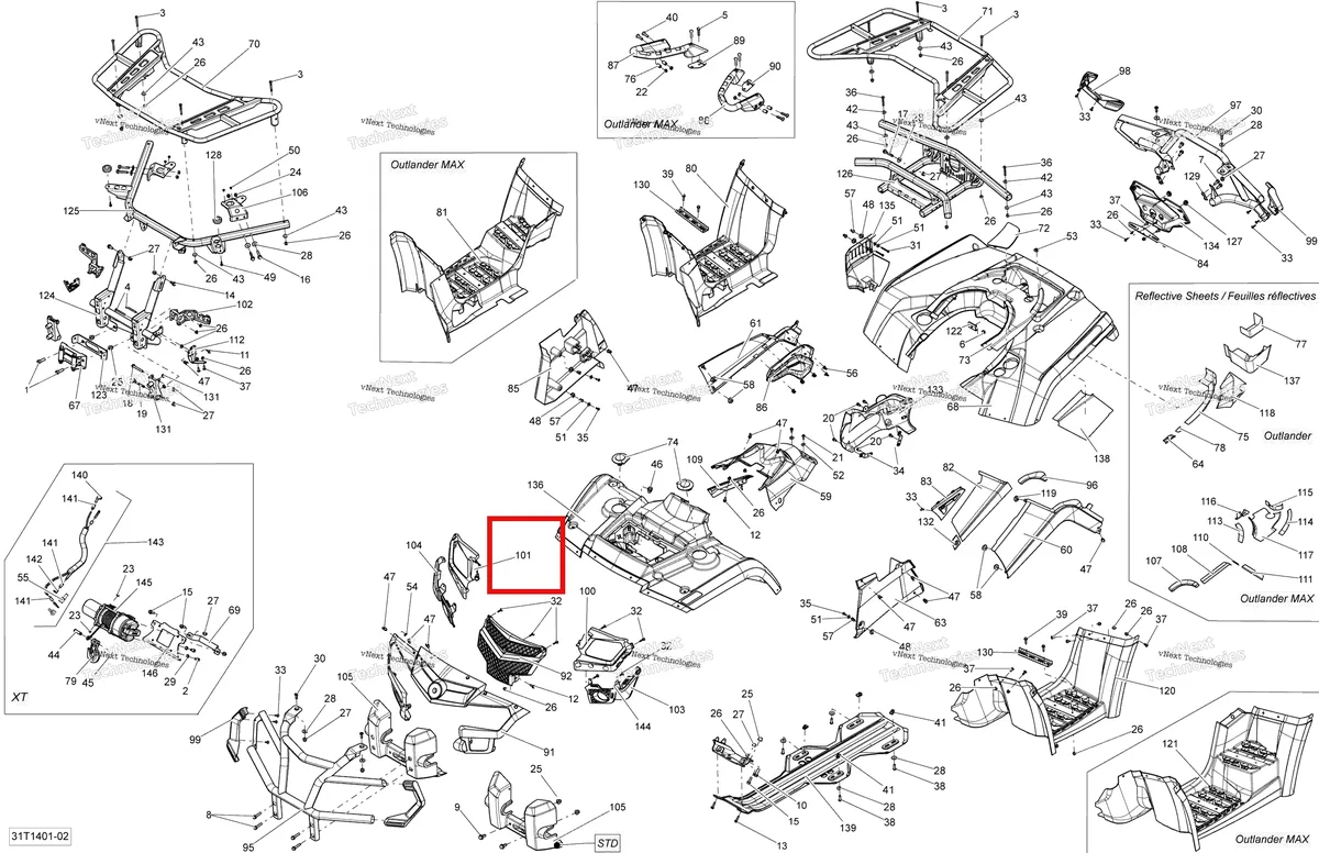 Деталь 705002826 на схеме узла 2014 Can-Am OUTLANDER 400 EFI, STD, XT Body And Accessories